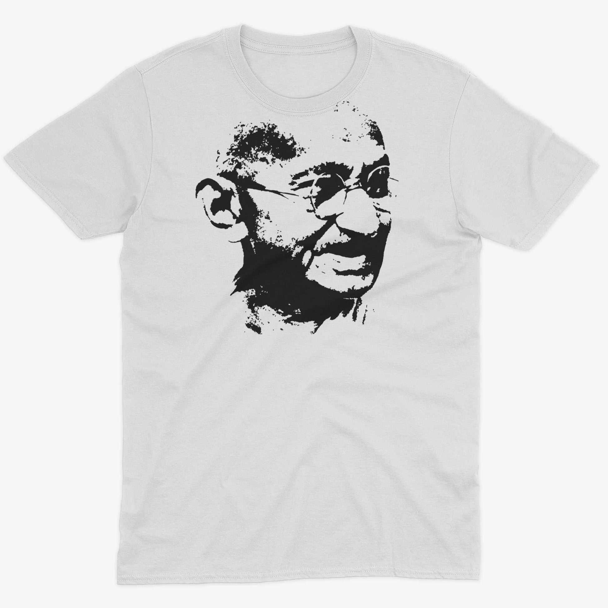 Mahatma Gandhi Be The Change Unisex Or Women's Cotton T-shirt-White-Unisex
