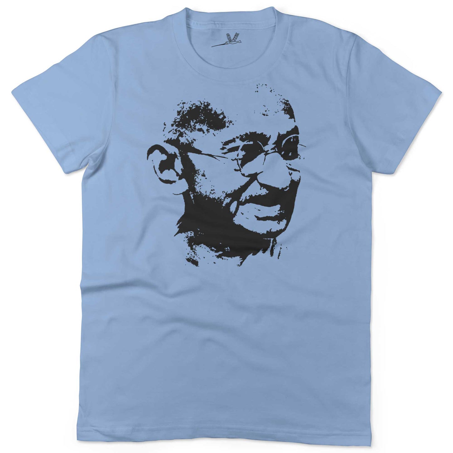 Mahatma Gandhi Be The Change Unisex Or Women's Cotton T-shirt-Baby Blue-Woman