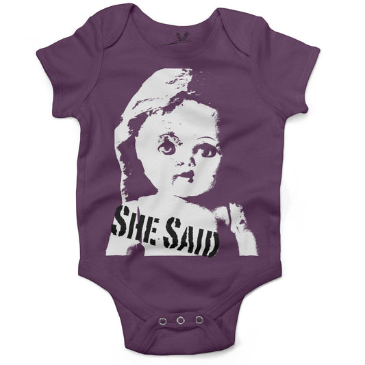She Said Vintage Doll Head Infant Bodysuit or Raglan Baby Tee-Organic Purple-3-6 months