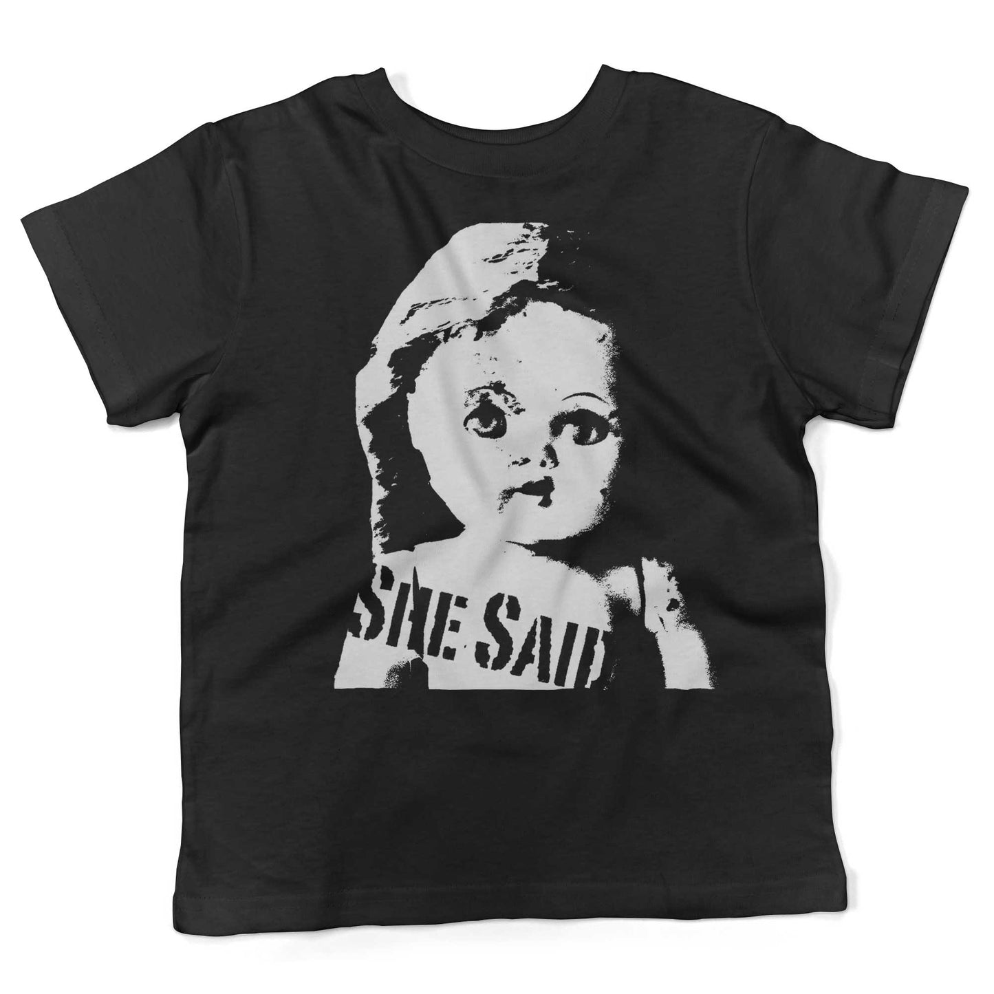 She Said Vintage Doll Head Toddler Shirt-Organic Black-2T