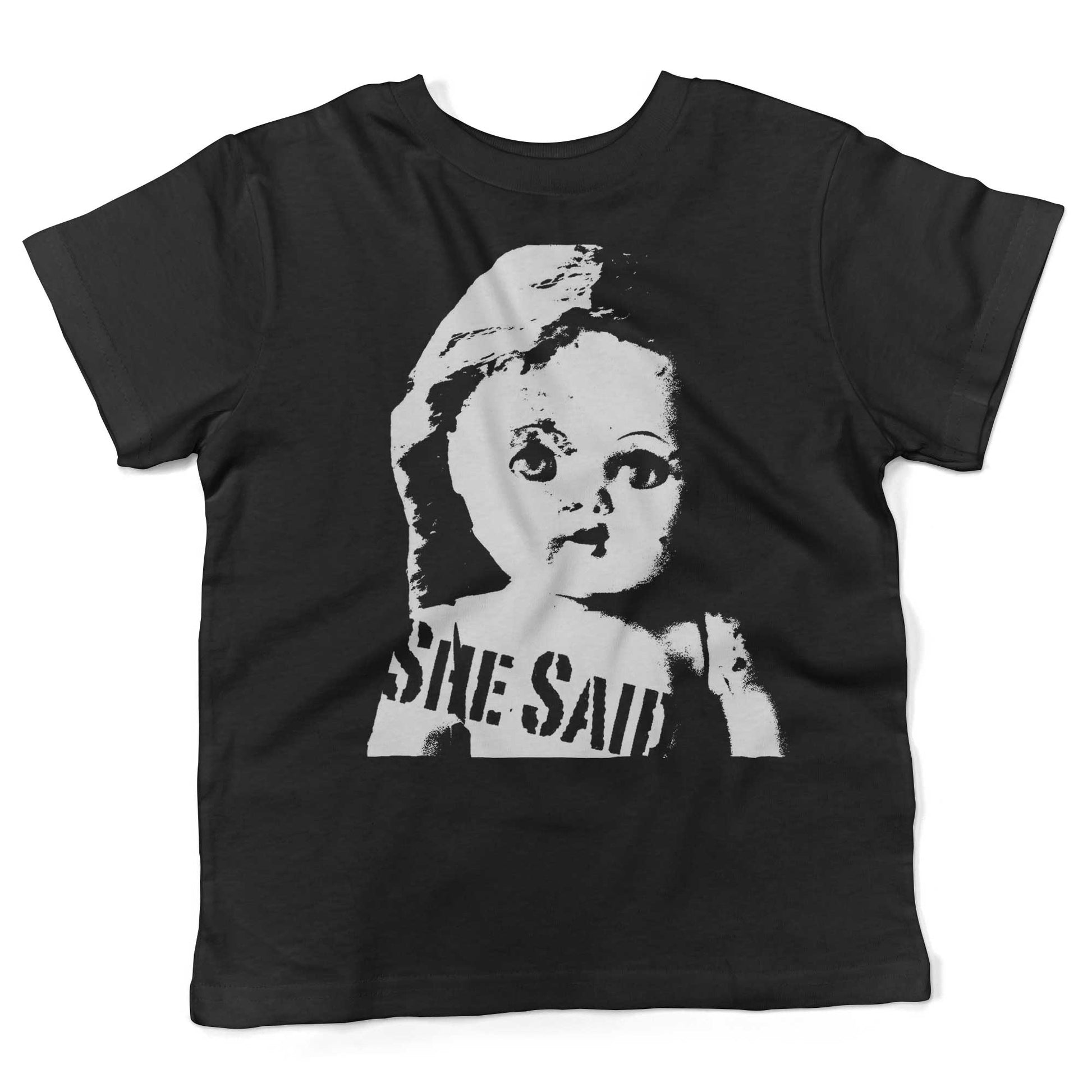 She Said Vintage Doll Head Toddler Shirt-Organic Black-2T