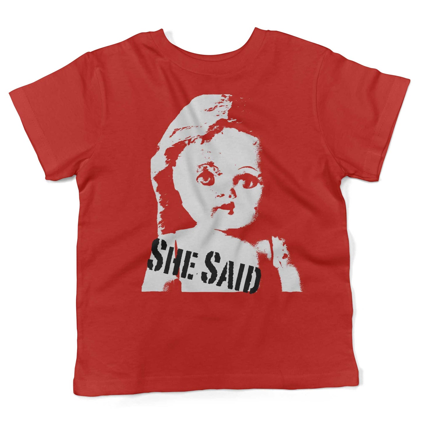 She Said Vintage Doll Head Toddler Shirt-Red-2T