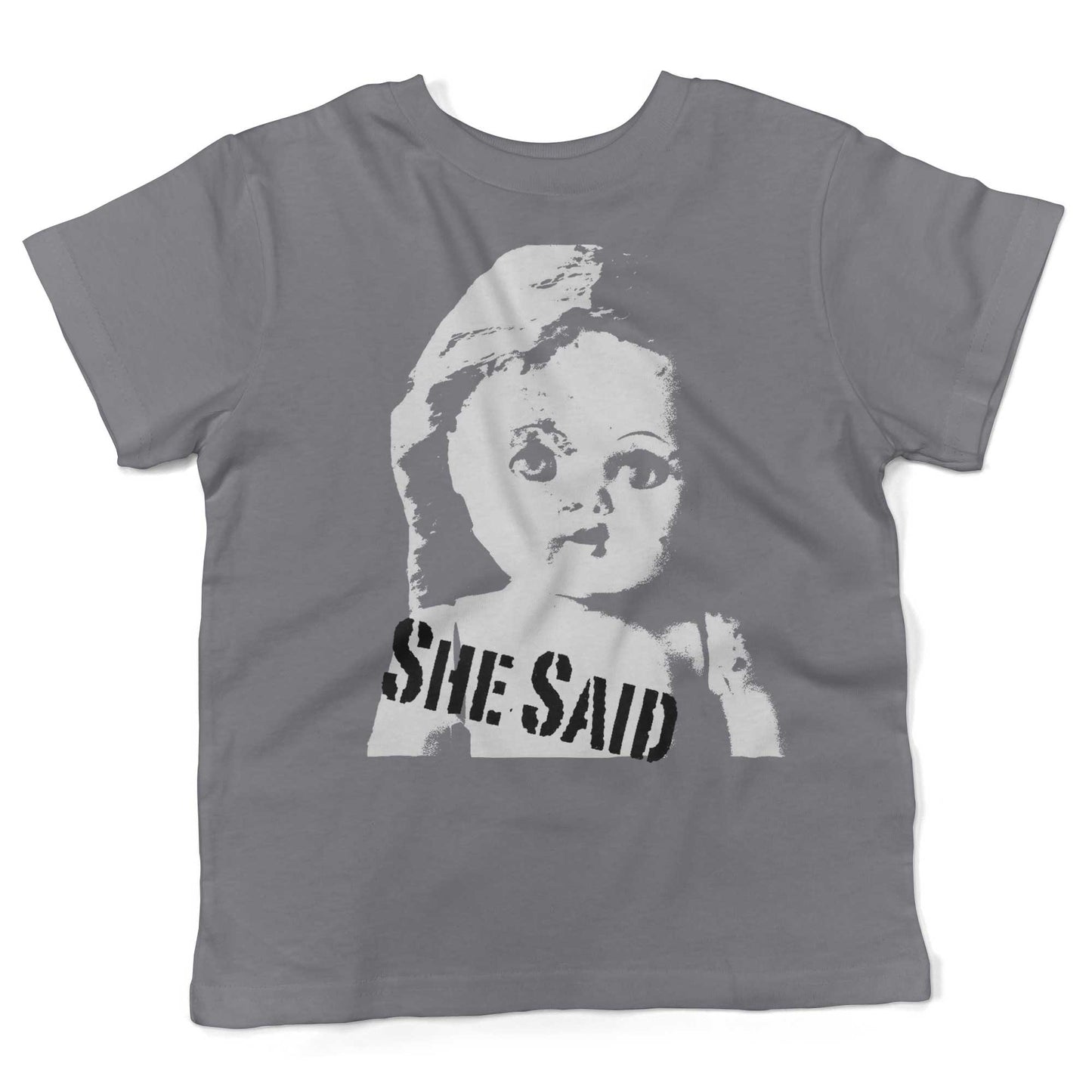 She Said Vintage Doll Head Toddler Shirt-Slate-2T