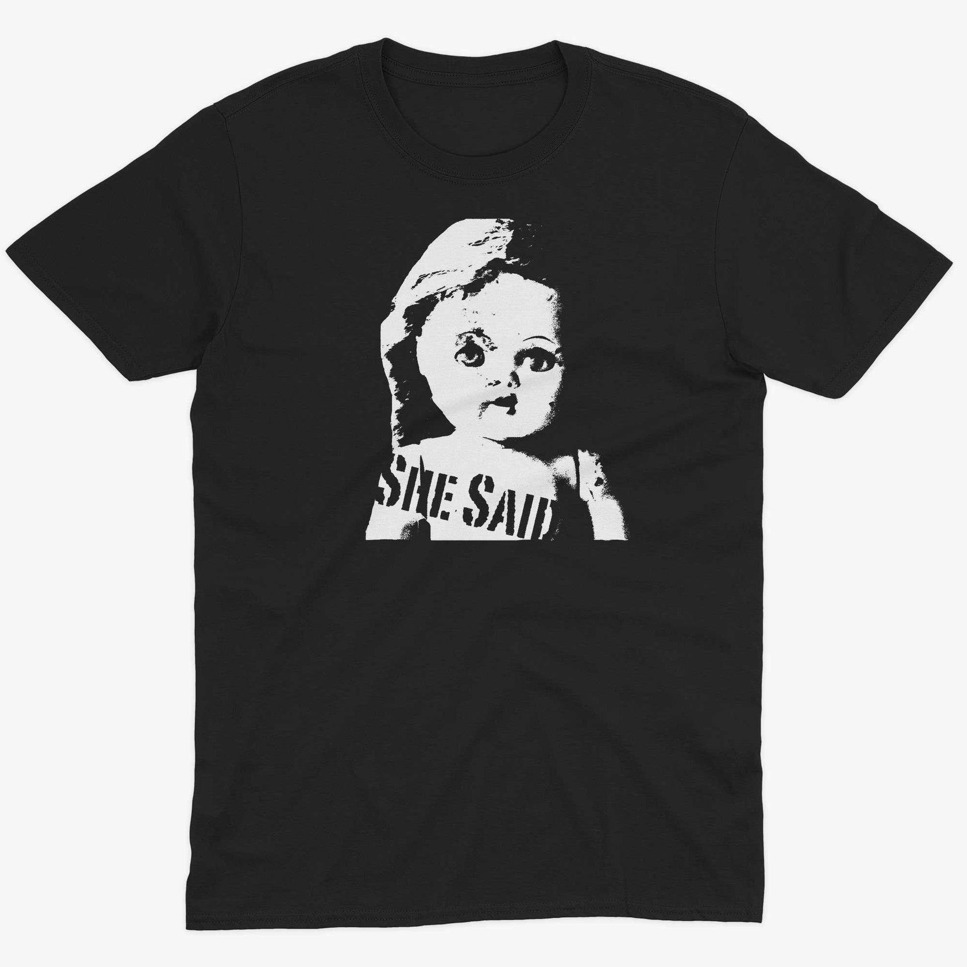 She Said Vintage Doll Head Unisex Or Women's Cotton T-shirt-Small-Unisex