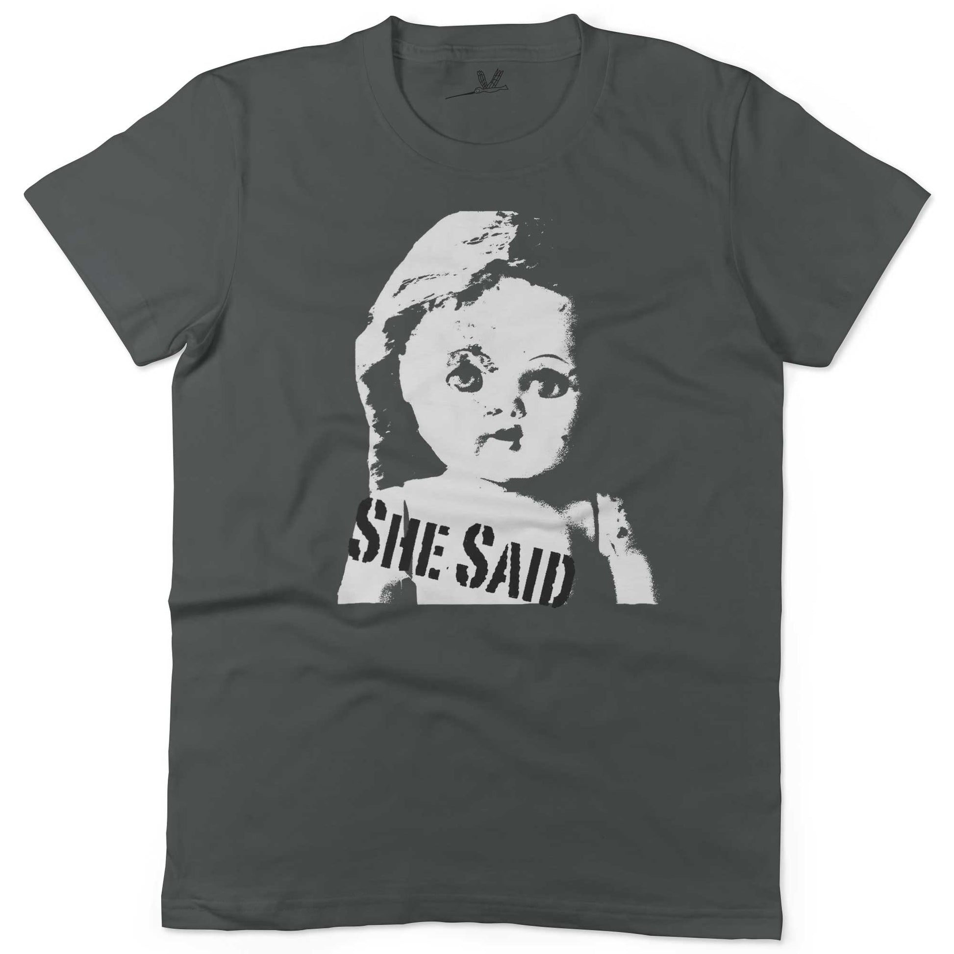 She Said Vintage Doll Head Unisex Or Women's Cotton T-shirt-Small-Woman