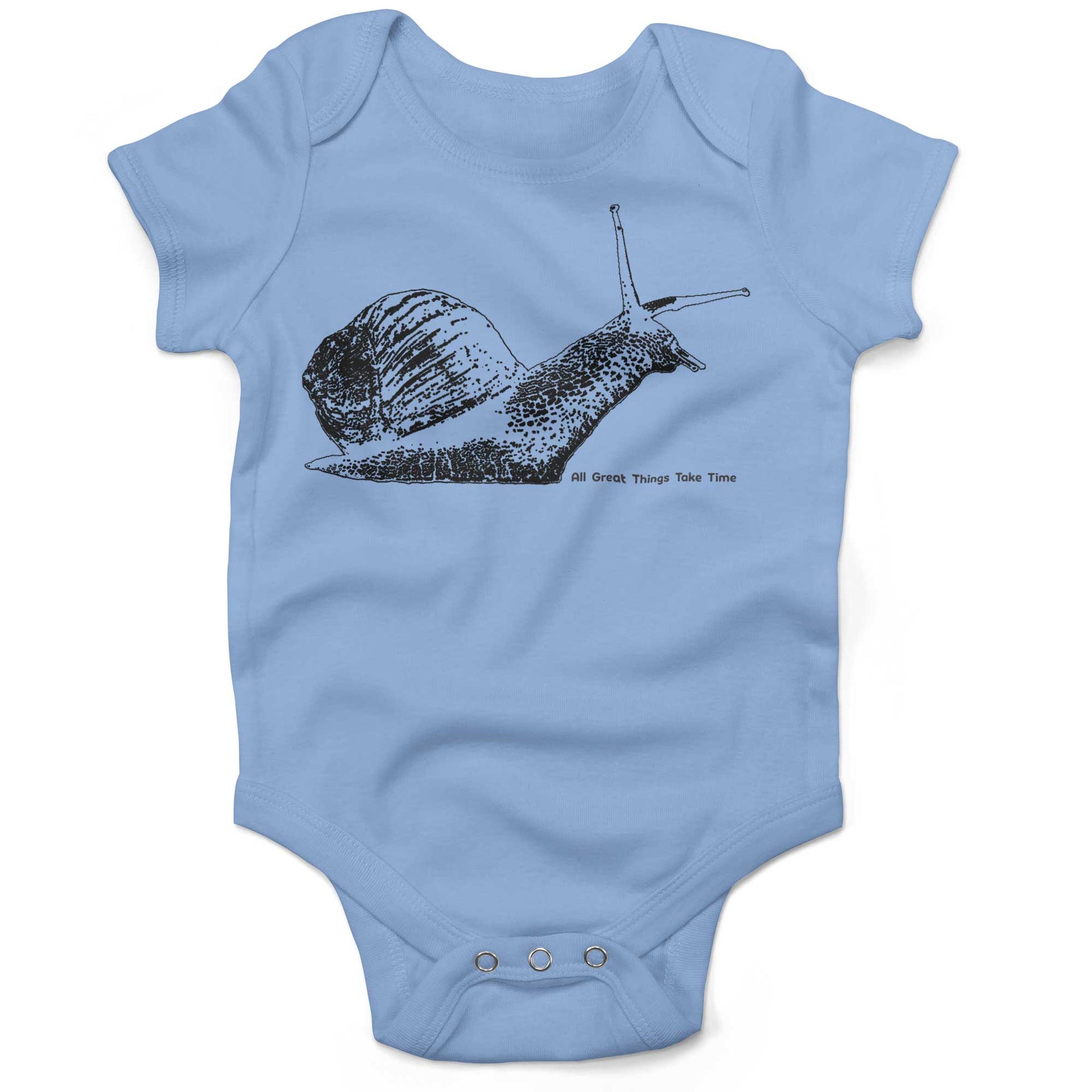 All Great Things Take Time Baby One Piece-Organic Baby Blue-3-6 months
