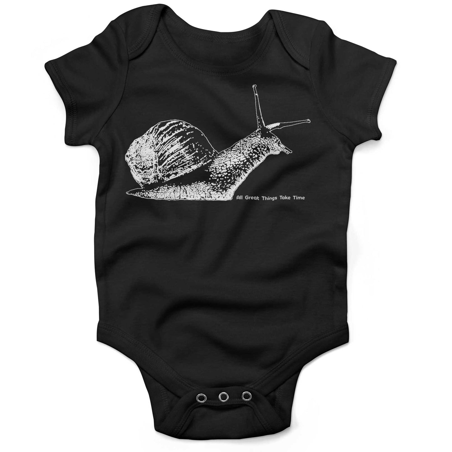 All Great Things Take Time Baby One Piece-Organic Black-3-6 months