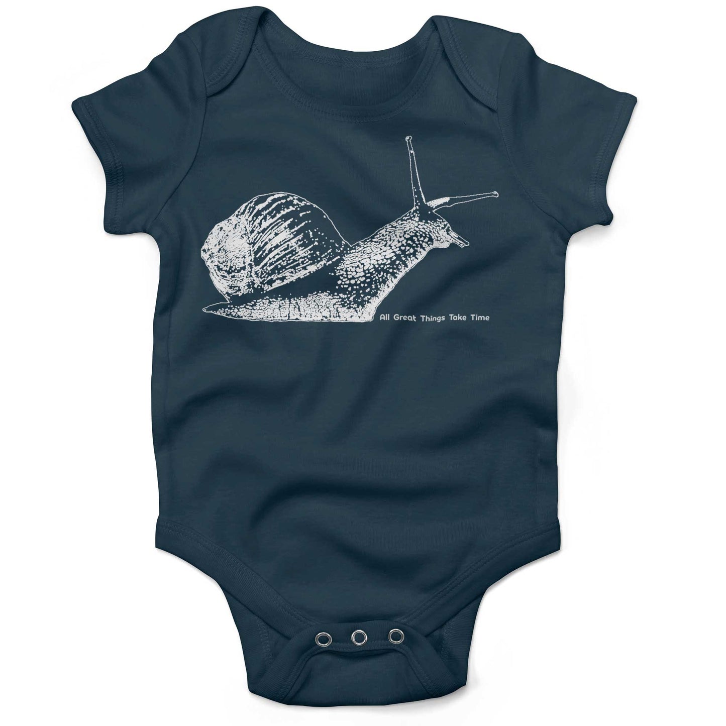 All Great Things Take Time Baby One Piece-Organic Pacific Blue-3-6 months