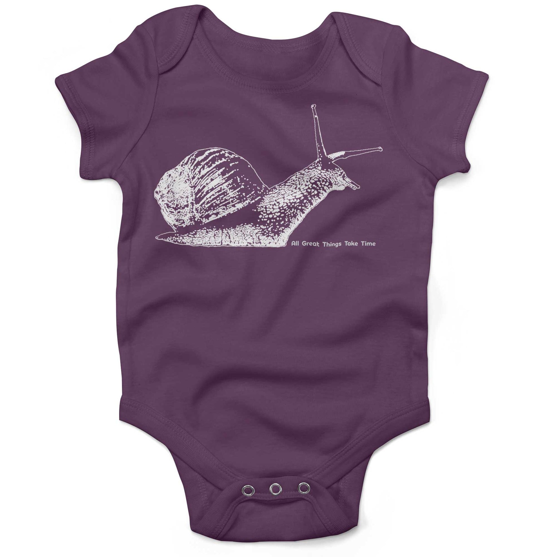All Great Things Take Time Baby One Piece-Organic Purple-3-6 months