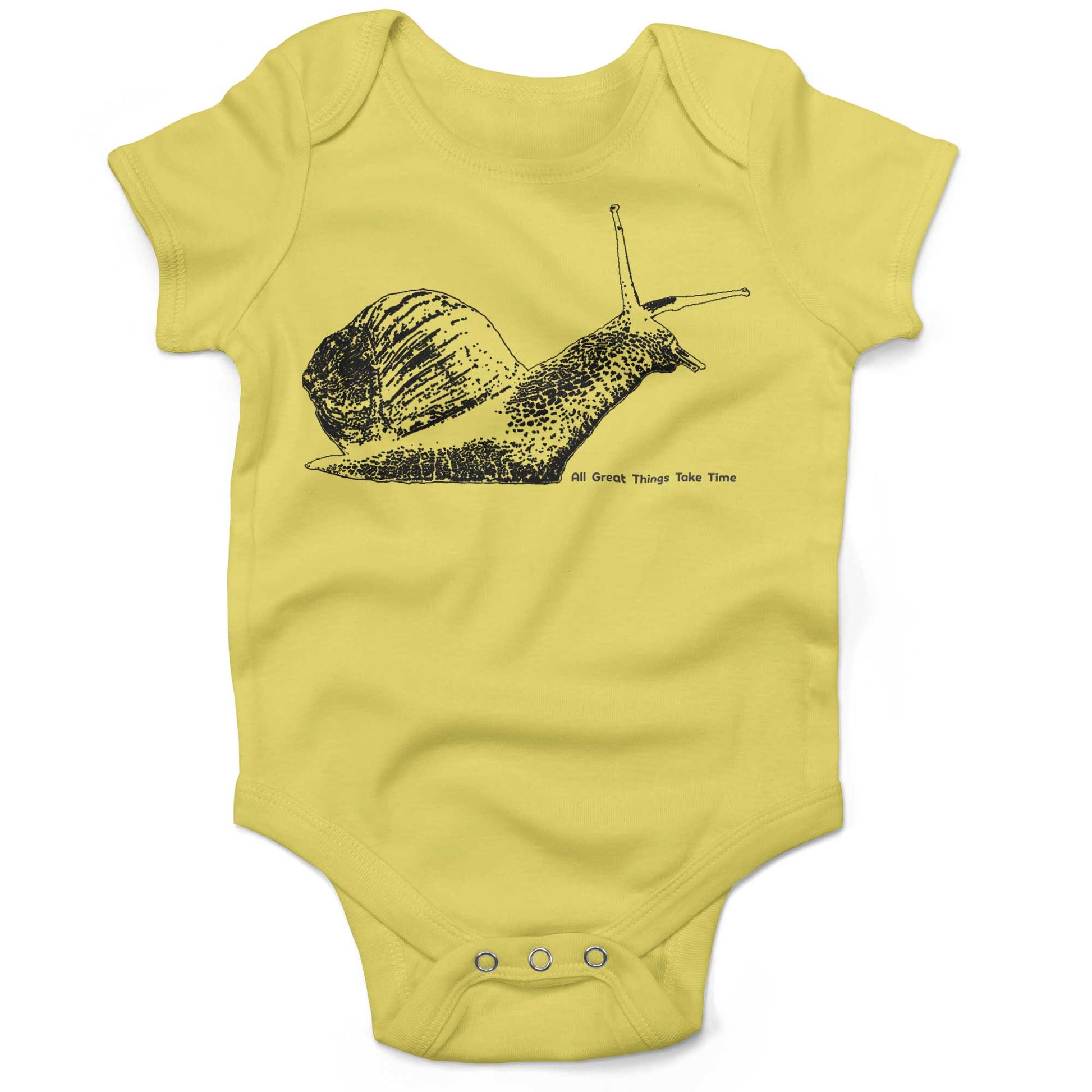 All Great Things Take Time Baby One Piece-Yellow-3-6 months