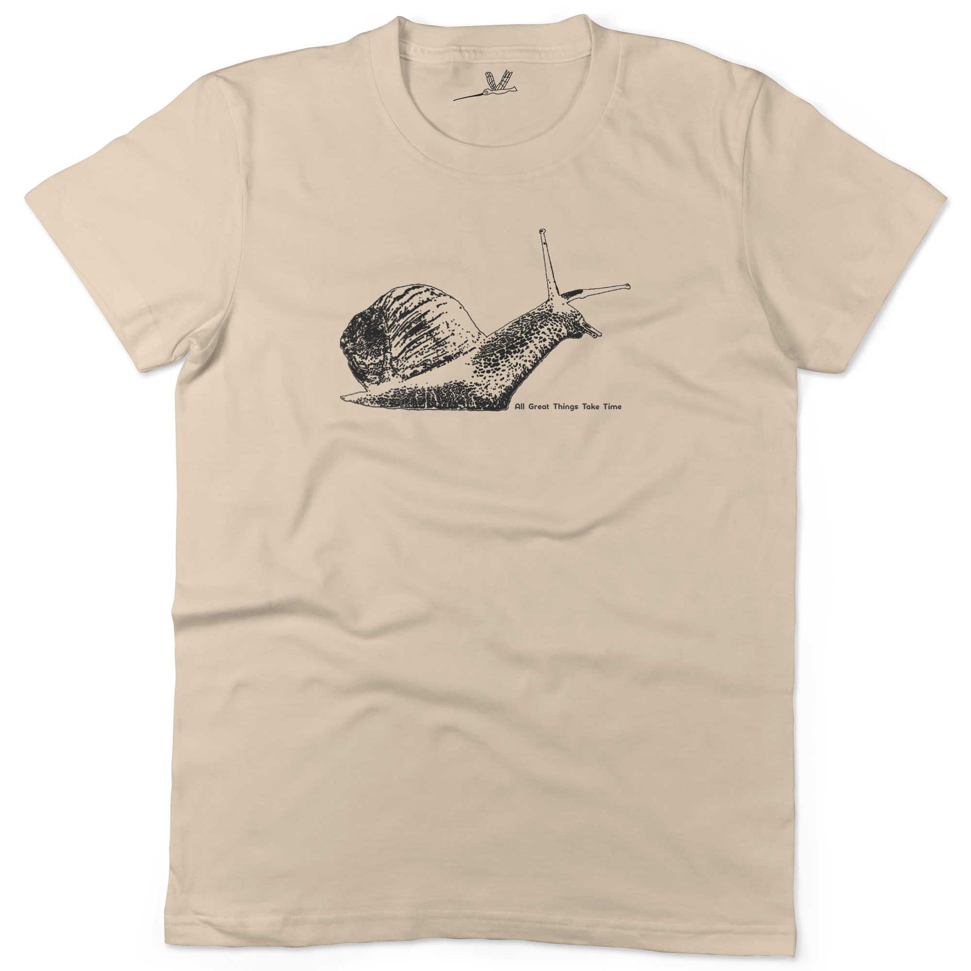 All Great Things Take Time Unisex Or Women's Cotton T-shirt-Organic Natural-Woman