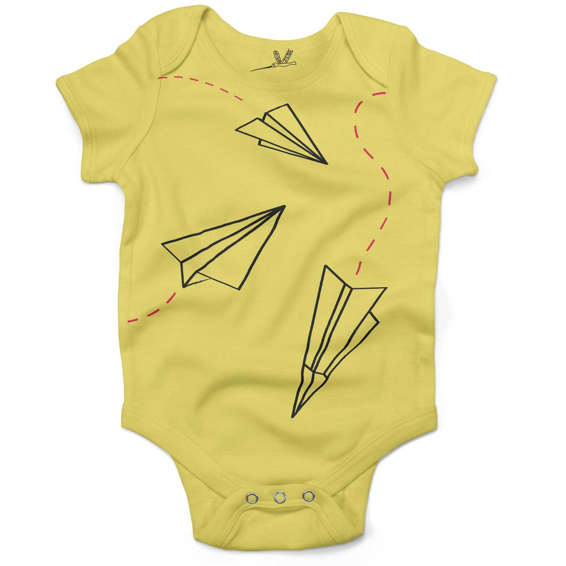Paper Airplanes Infant Bodysuit or Raglan Baby Tee-Yellow-3-6 months