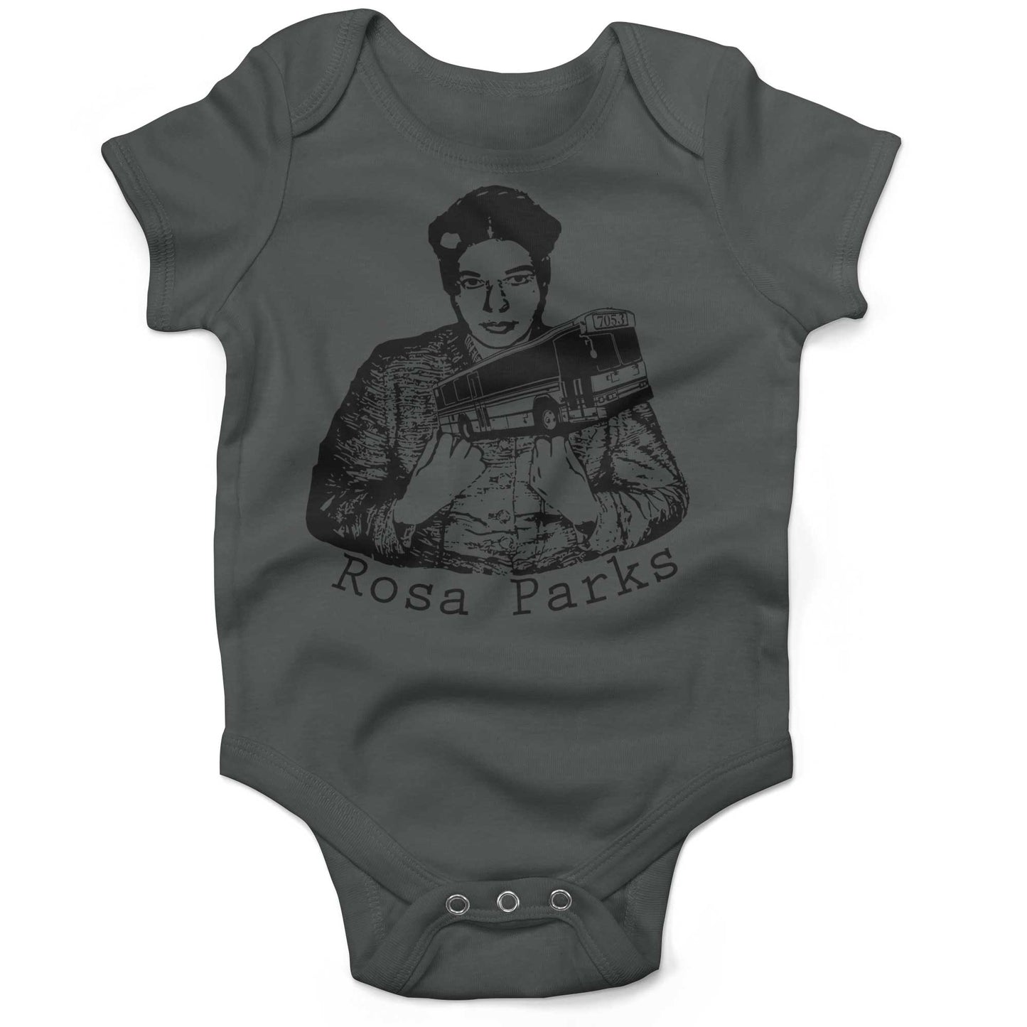 Rosa Parks Infant Bodysuit or Raglan Baby Tee-Organic Asphalt-3-6 months