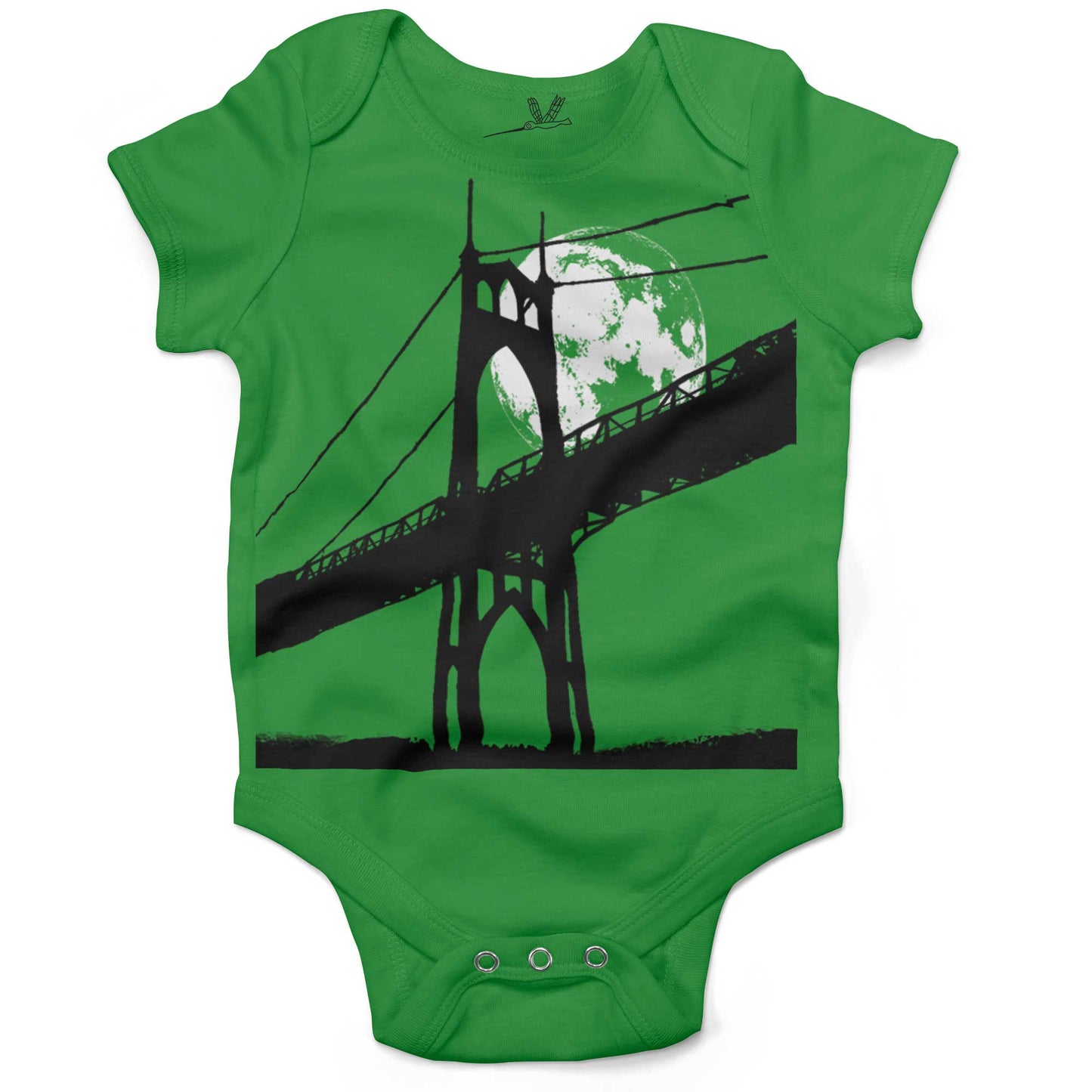 St Johns Bridge Under A Full Moon Infant Bodysuit-Grass Green-3-6 months