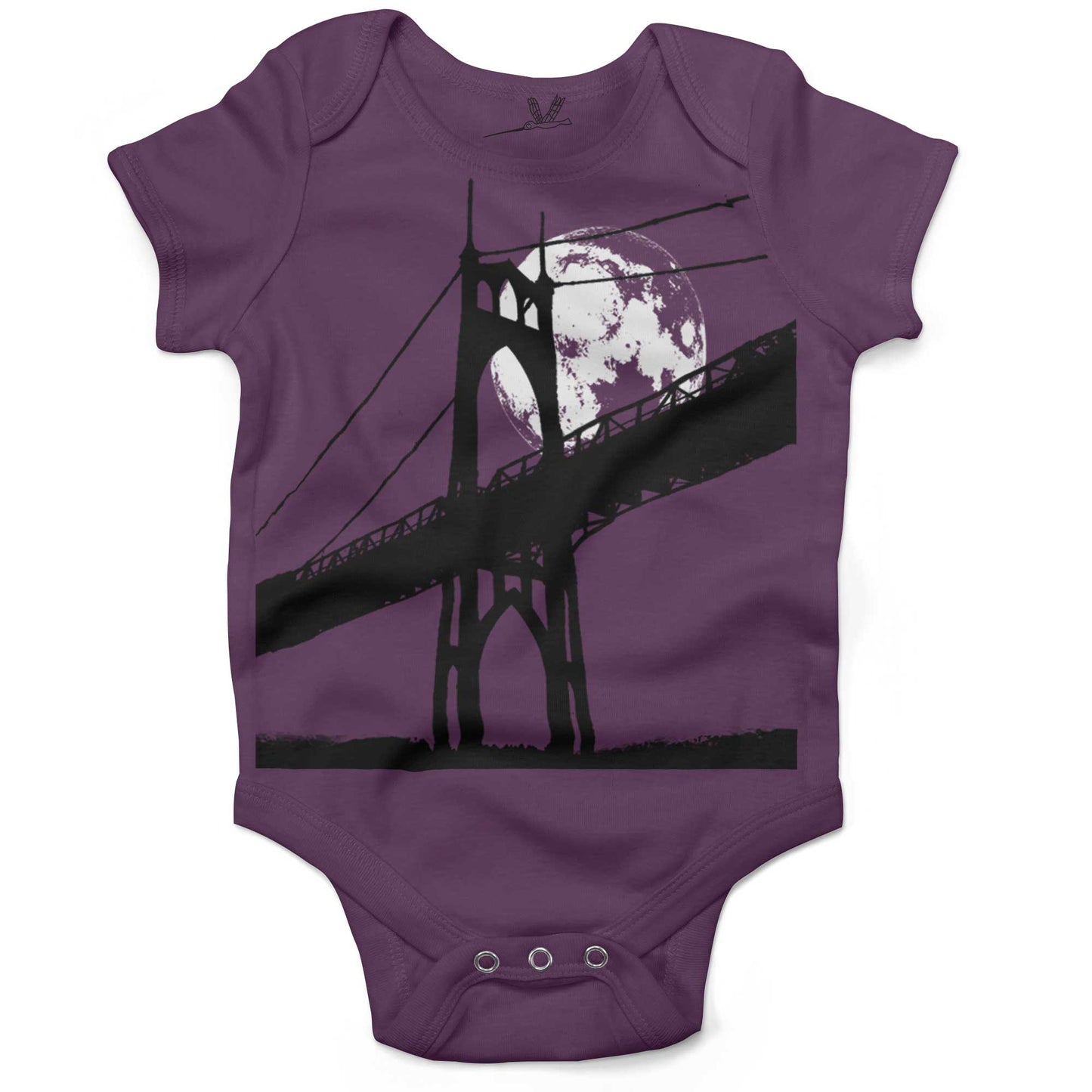St Johns Bridge Under A Full Moon Infant Bodysuit-Organic Purple-3-6 months