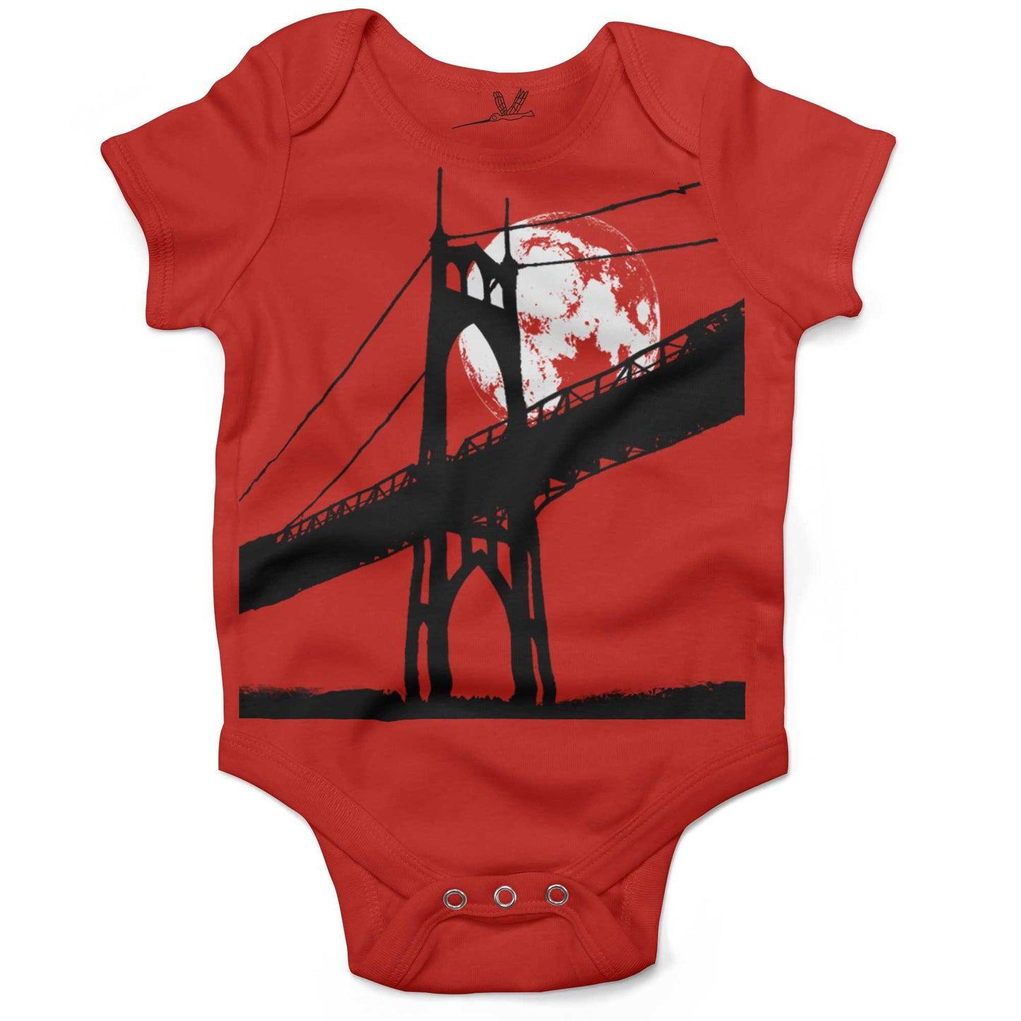 St Johns Bridge Under A Full Moon Infant Bodysuit-Organic Red-3-6 months