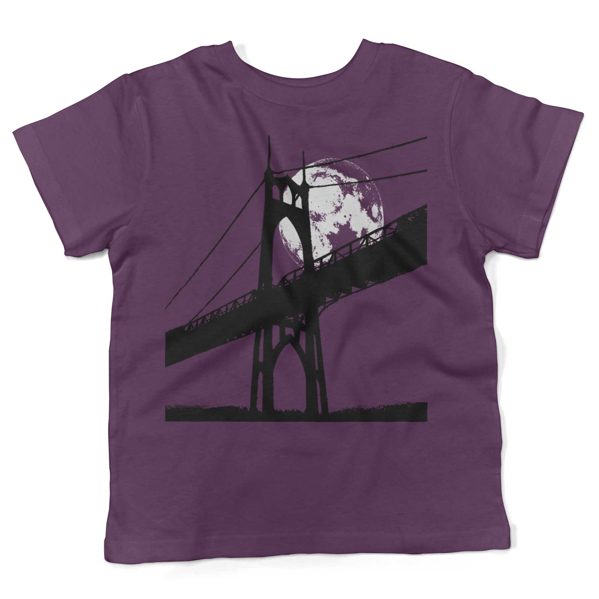 St Johns Bridge Under A Full Moon Toddler Shirt-Organic Purple-2T