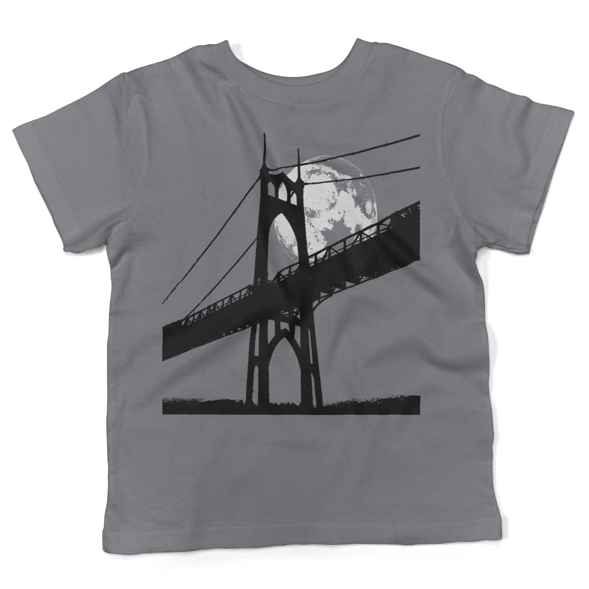 St Johns Bridge Under A Full Moon Toddler Shirt-Slate-2T