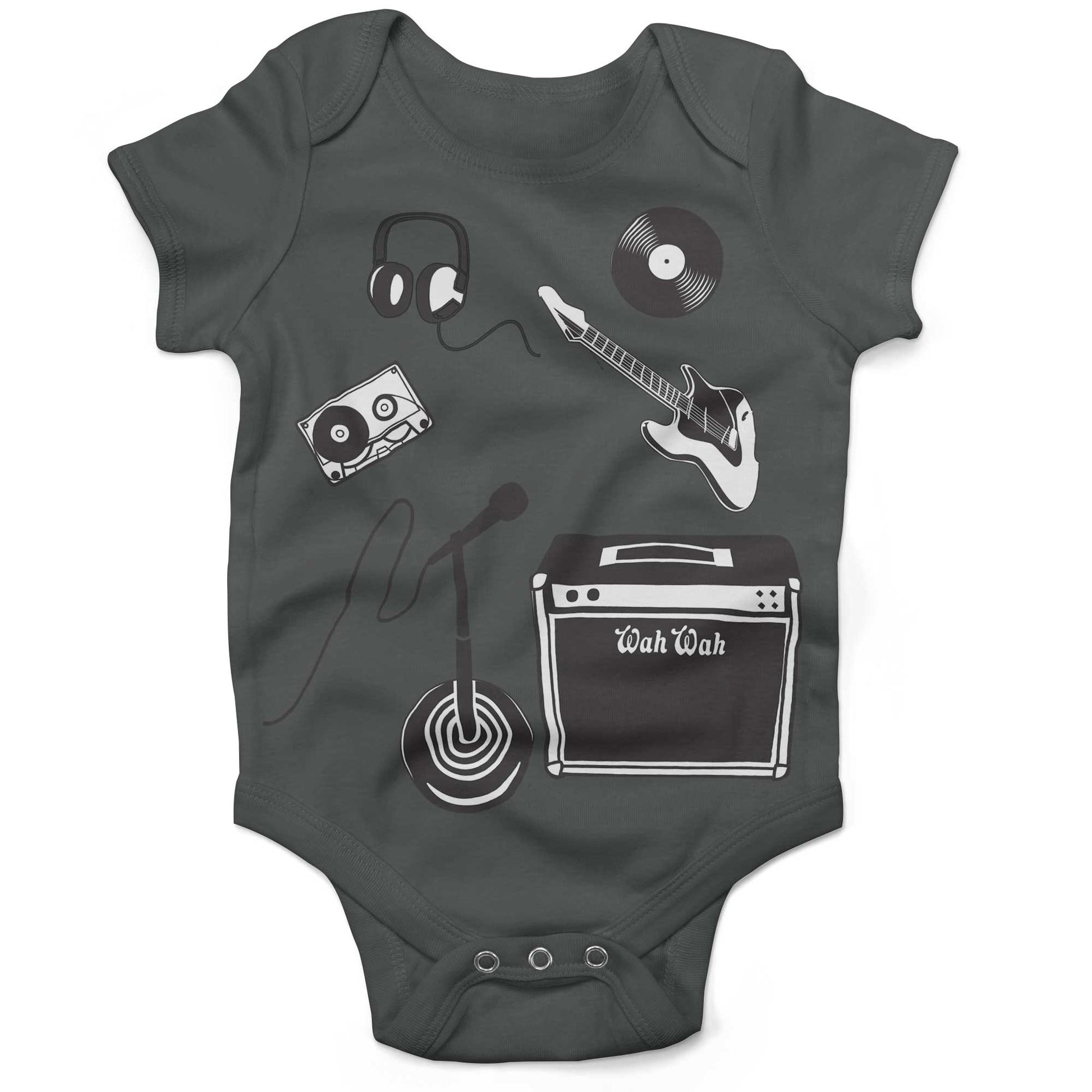 With The Band Infant Bodysuit or Raglan Baby Tee-Organic Asphalt-3-6 months