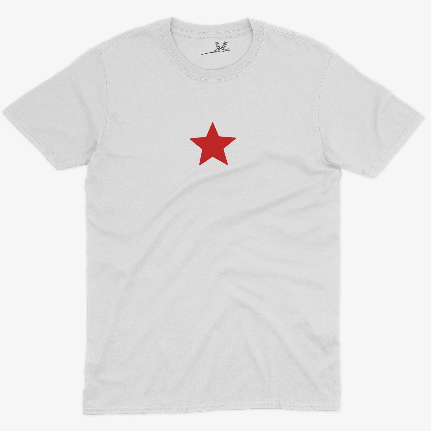 Five-Point Red Star Unisex Or Women's Cotton T-shirt-White-Unisex