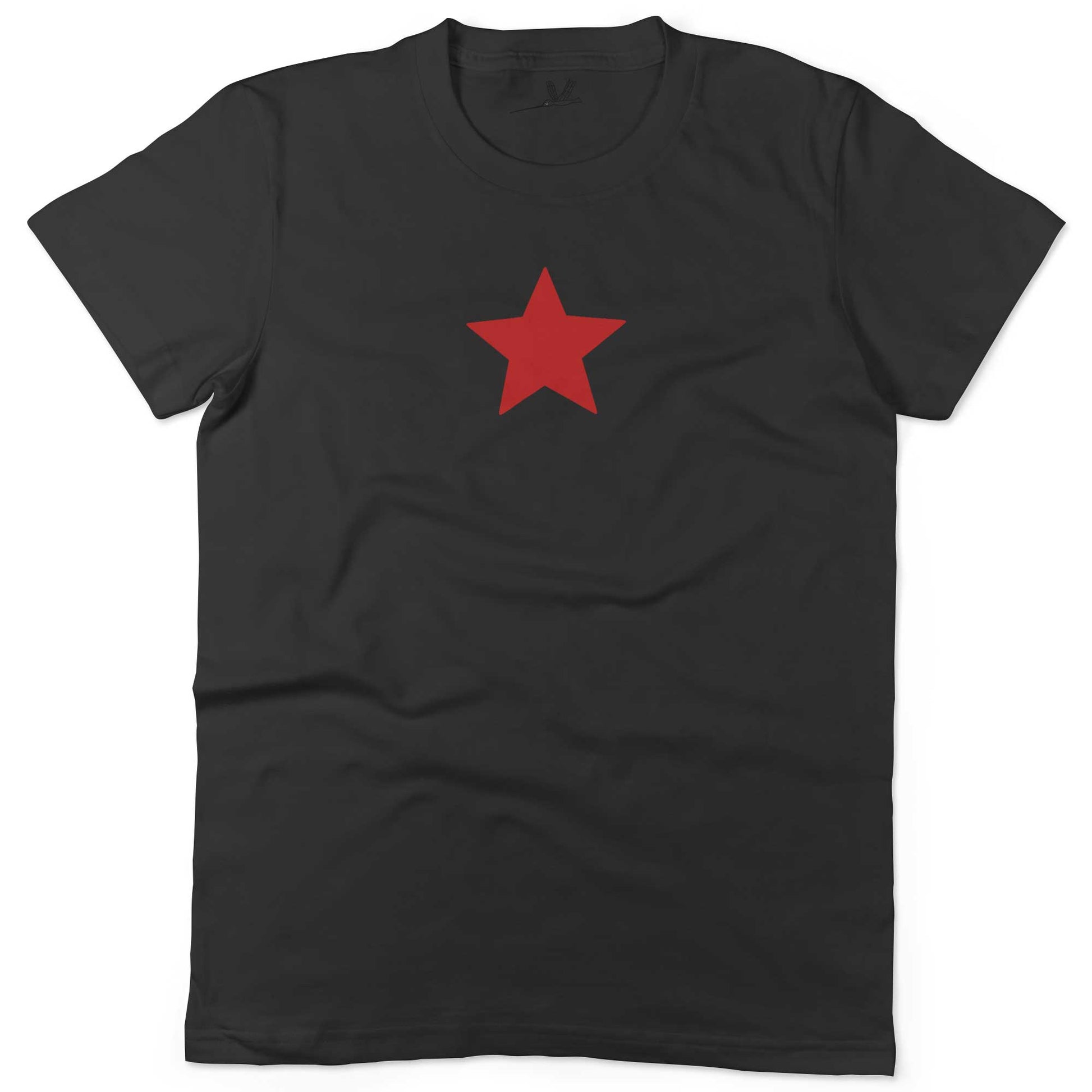 Five-Point Red Star Unisex Or Women's Cotton T-shirt-Black-Women