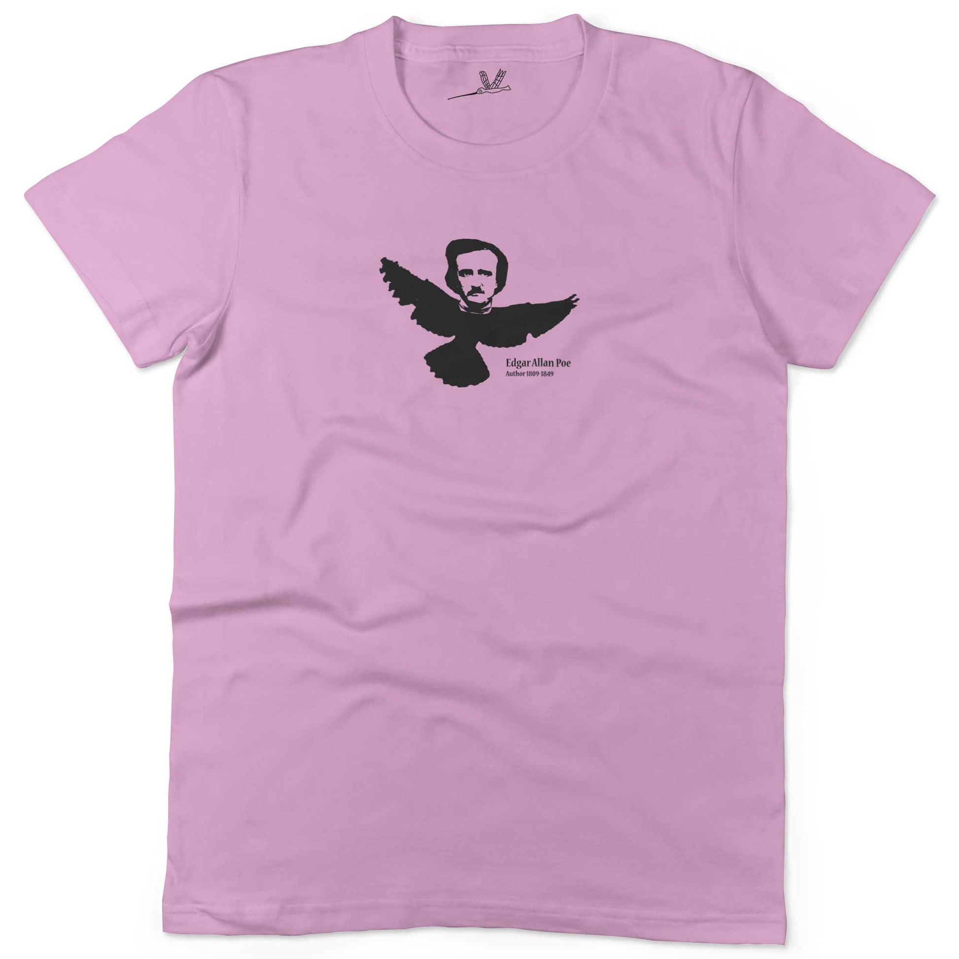Edgar Allan Poe Unisex Or Women's Cotton T-shirt-Pink-Woman