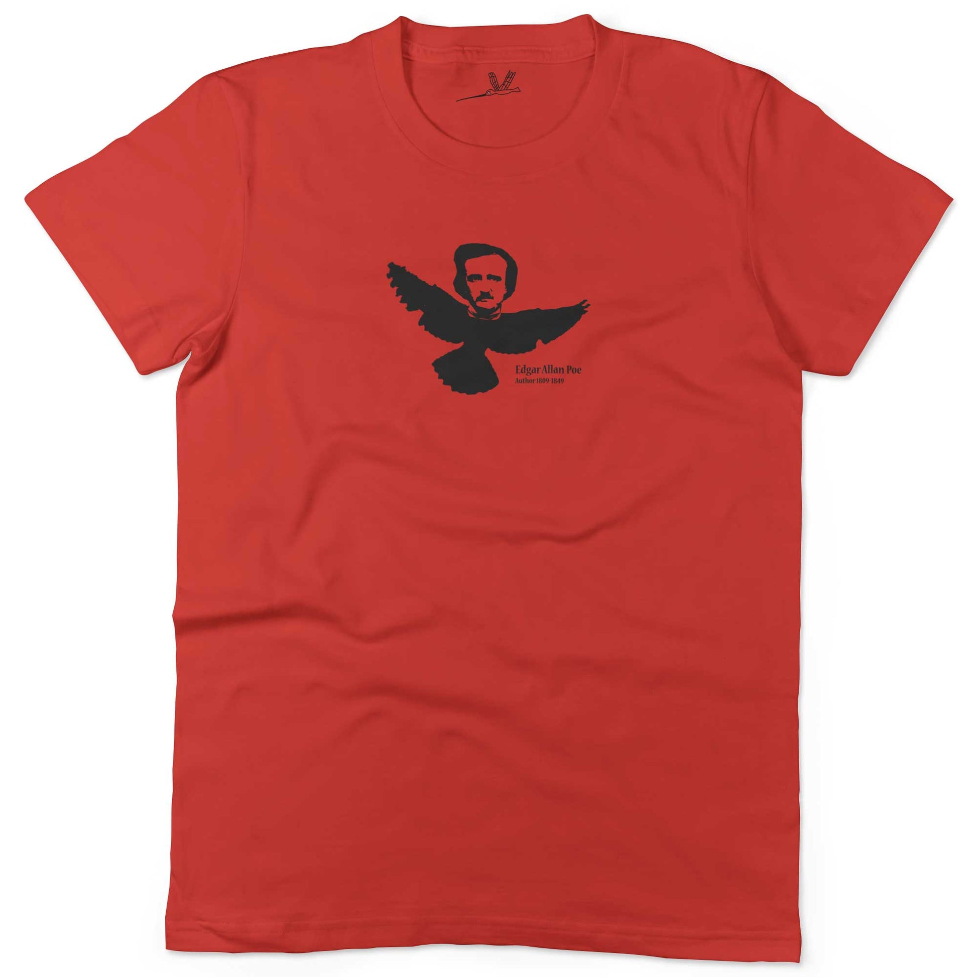 Edgar Allan Poe Unisex Or Women's Cotton T-shirt-Red-Woman
