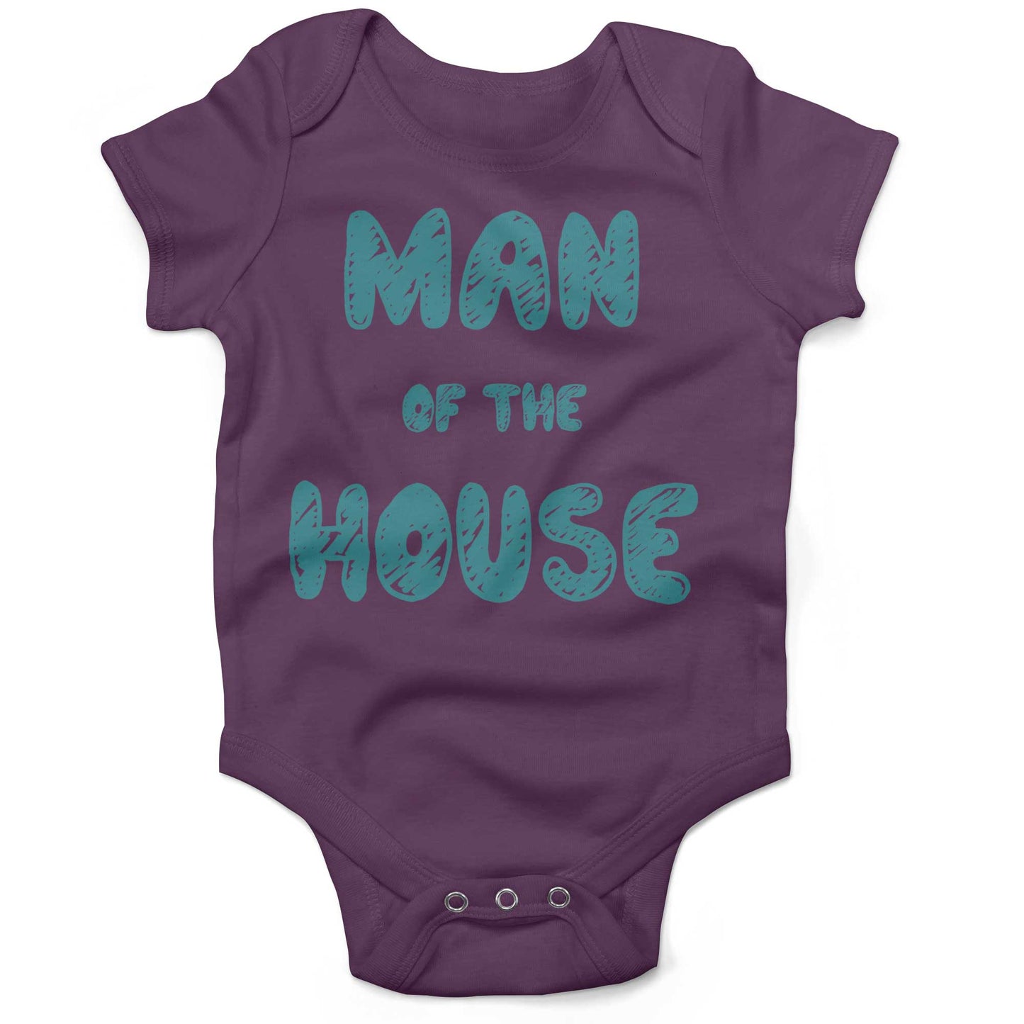 Man Of The House Infant Bodysuit or Raglan Baby Tee-Organic Purple-3-6 months