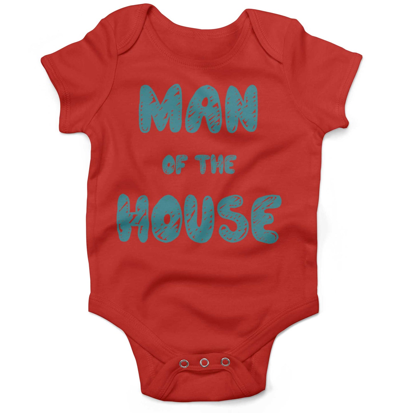 Man Of The House Infant Bodysuit or Raglan Baby Tee-Organic Red-3-6 months
