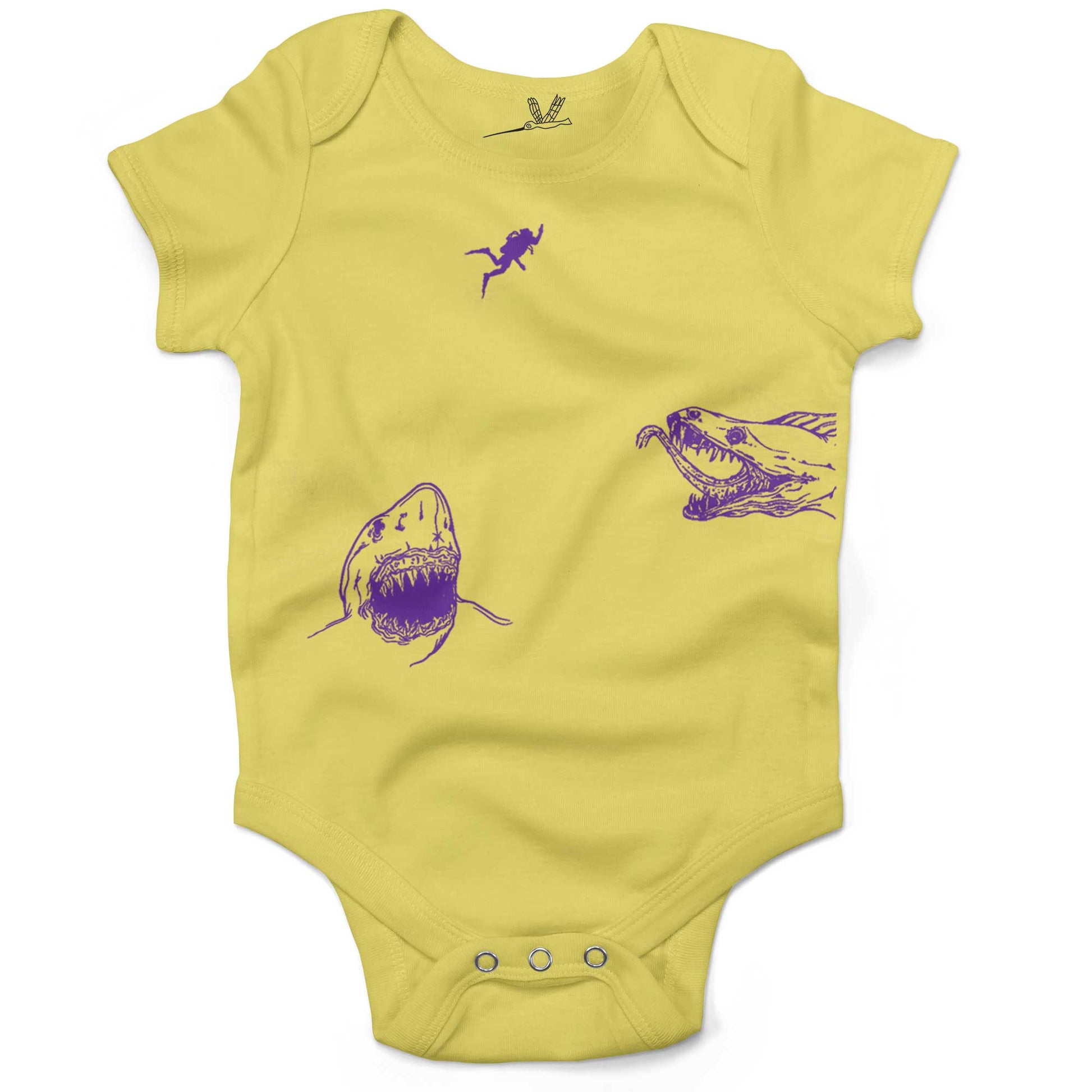Scuba Diving Infant Bodysuit-Yellow-3-6 months