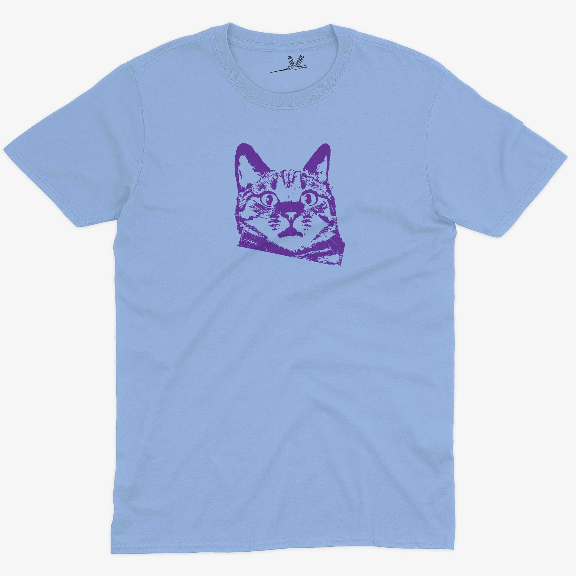 Funny Cat Unisex Or Women's Cotton T-shirt-Baby Blue-Unisex