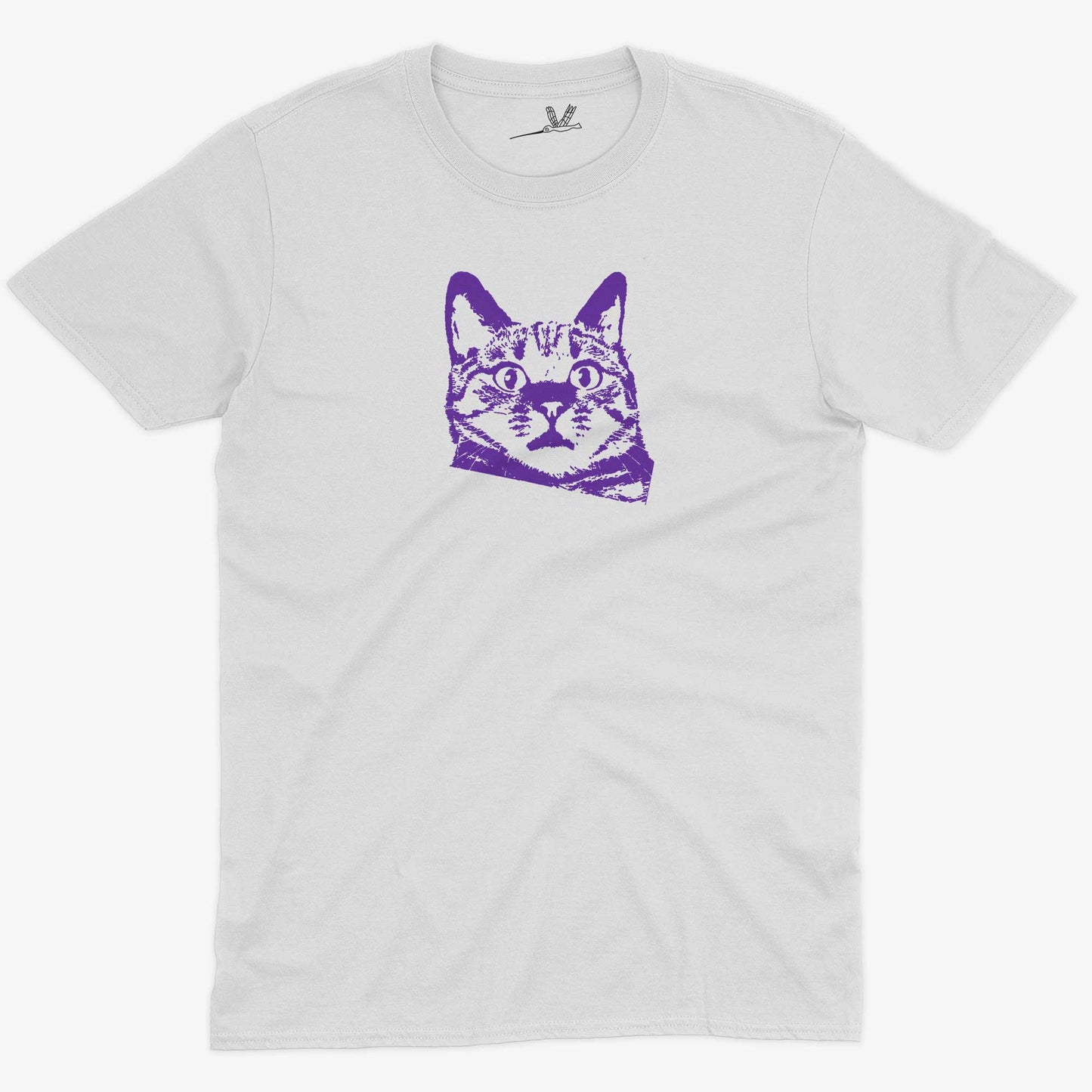 Funny Cat Unisex Or Women's Cotton T-shirt-White-Unisex