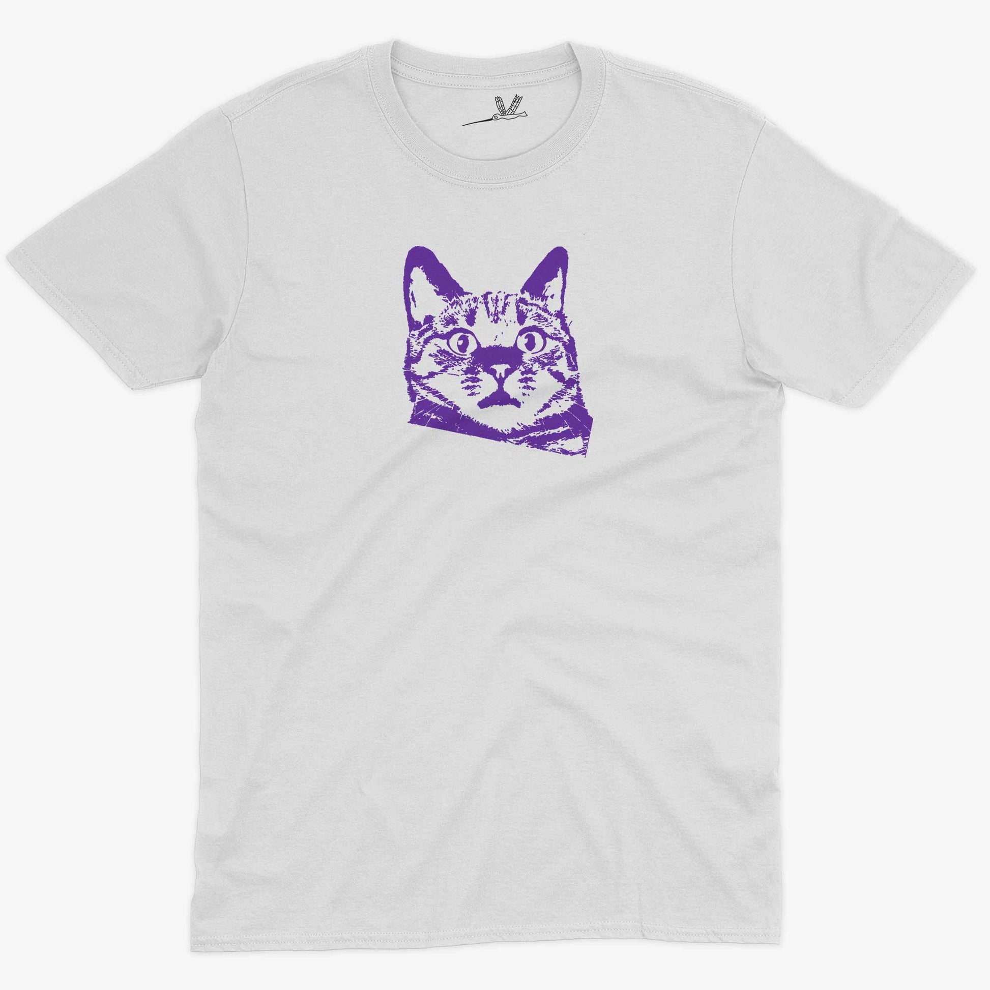 Funny Cat Unisex Or Women's Cotton T-shirt-White-Unisex