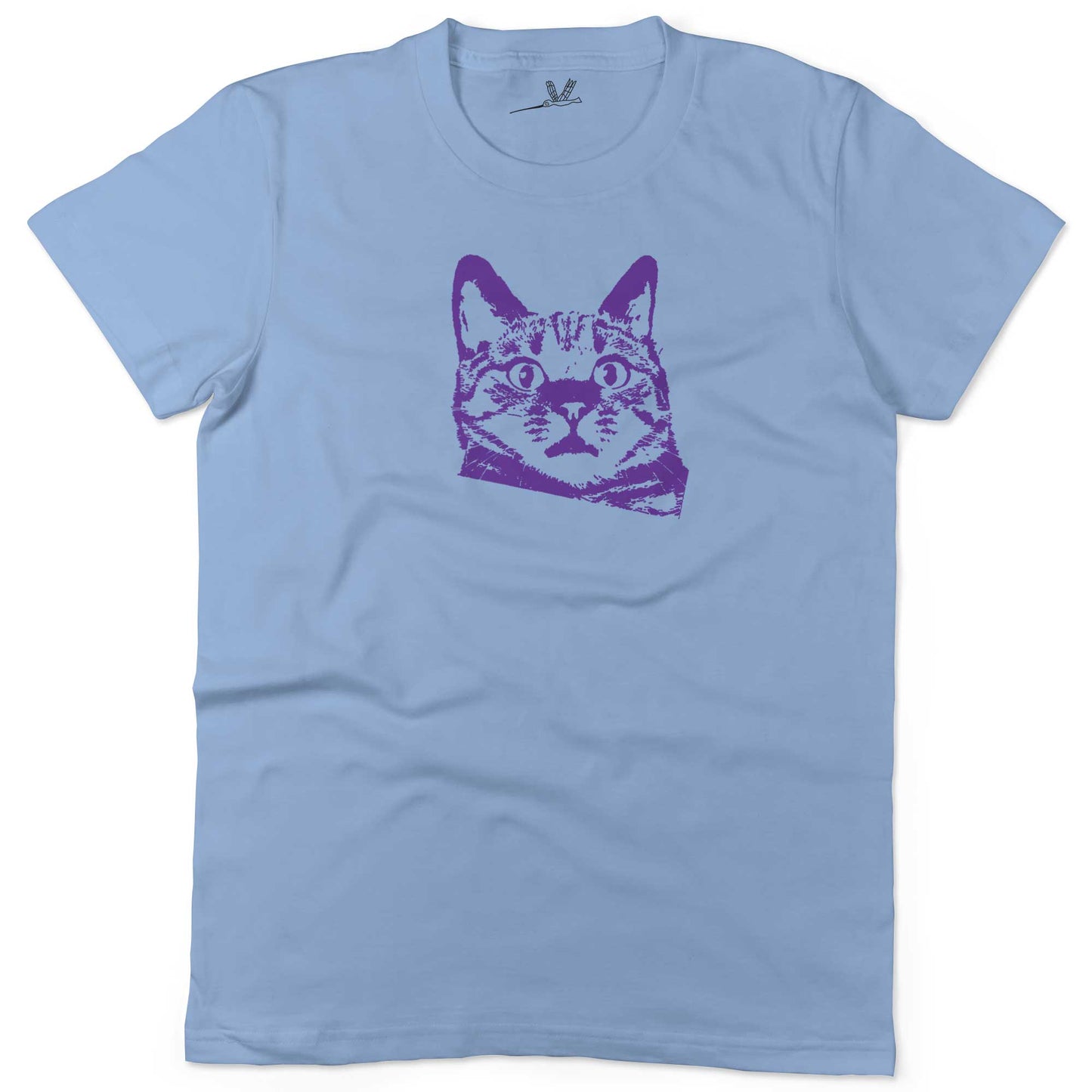 Funny Cat Unisex Or Women's Cotton T-shirt-Baby Blue-Woman