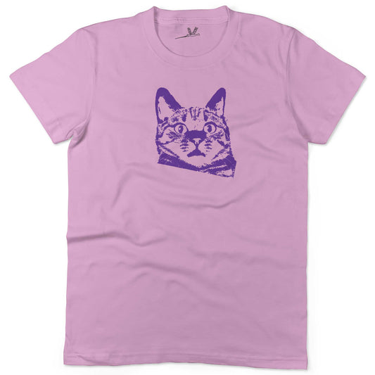Funny Cat Unisex Or Women's Cotton T-shirt-Pink-Woman