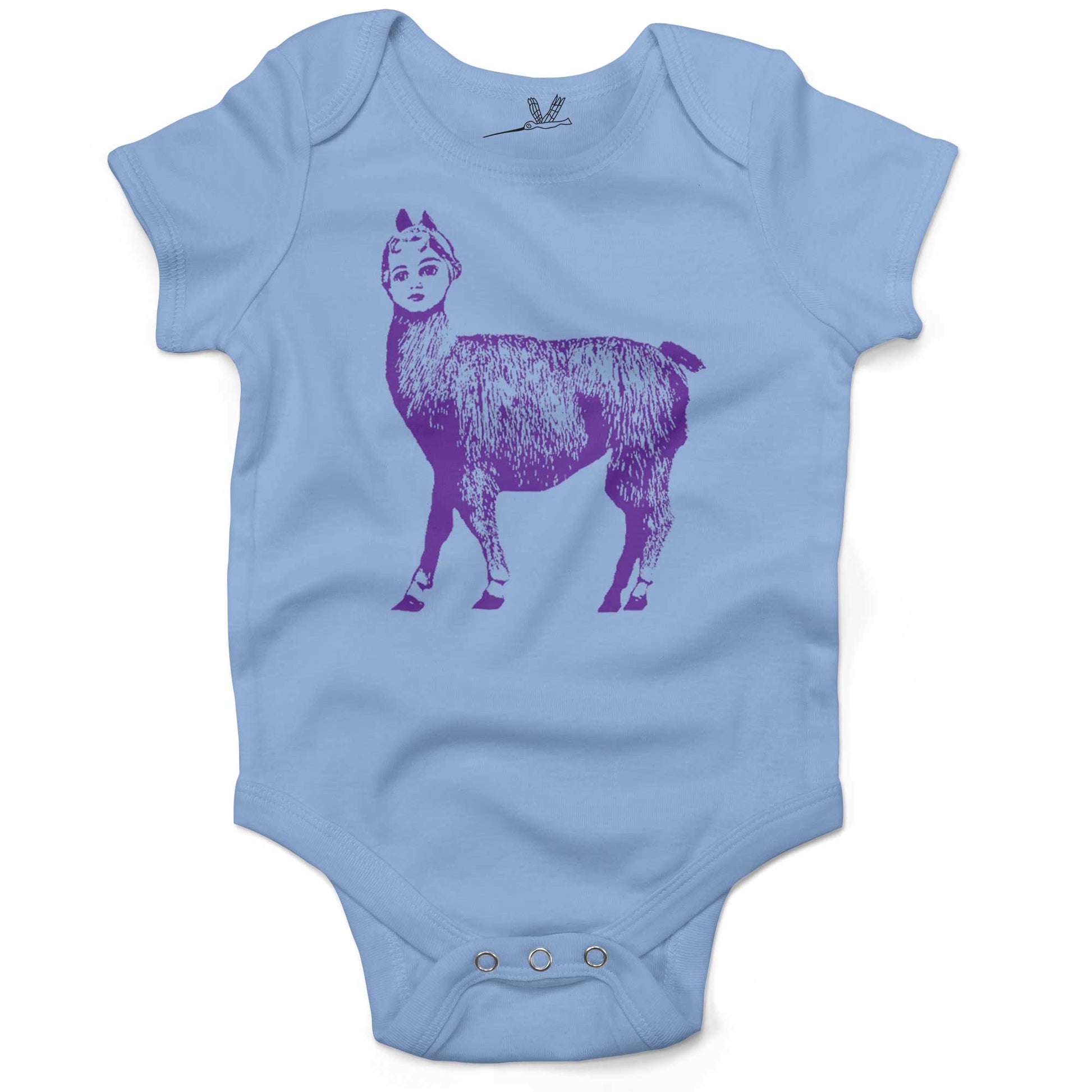Dolly Llama Infant Bodysuit or Raglan Baby Tee-Organic Baby Blue-3-6 months
