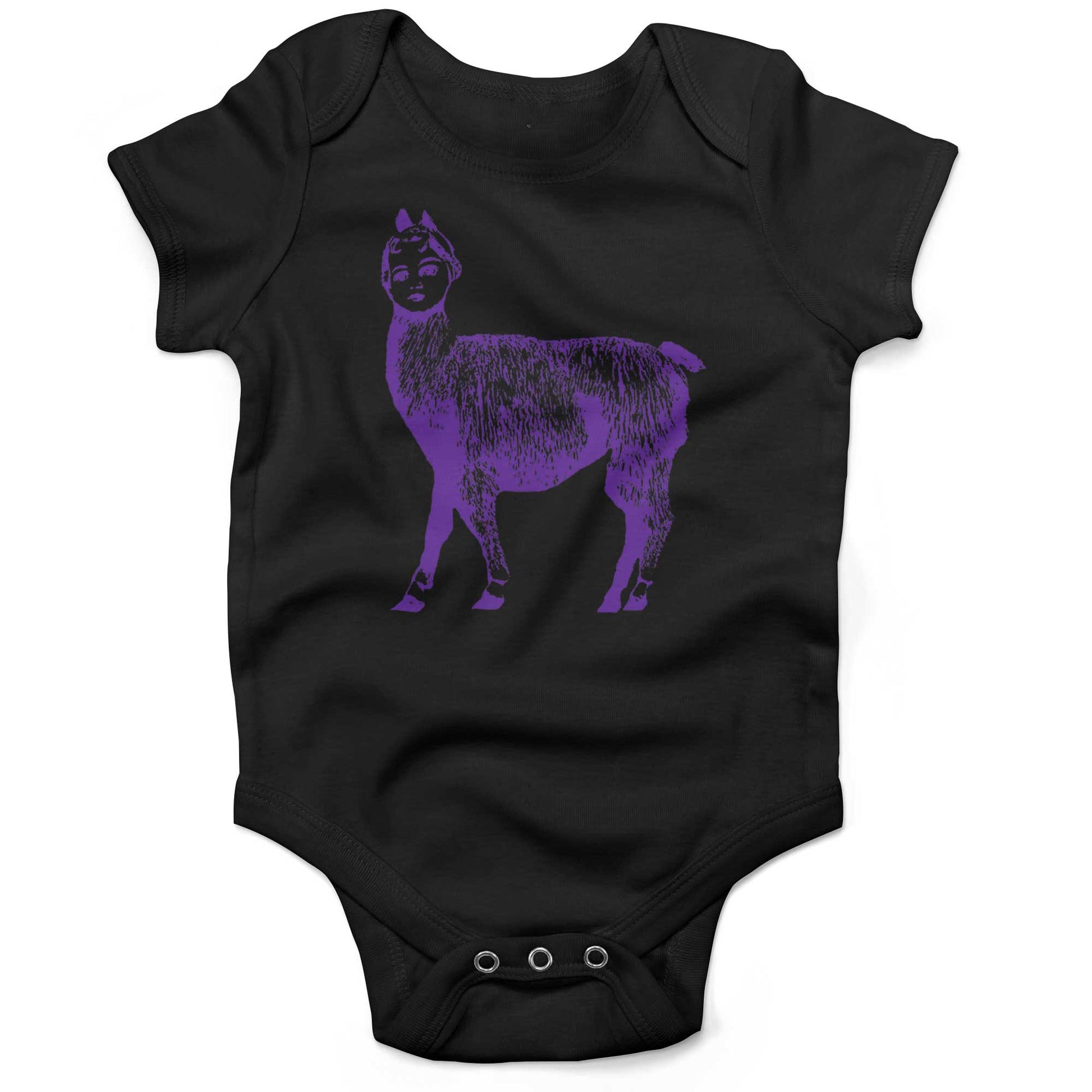 Dolly Llama Infant Bodysuit or Raglan Baby Tee-Organic Black-3-6 months