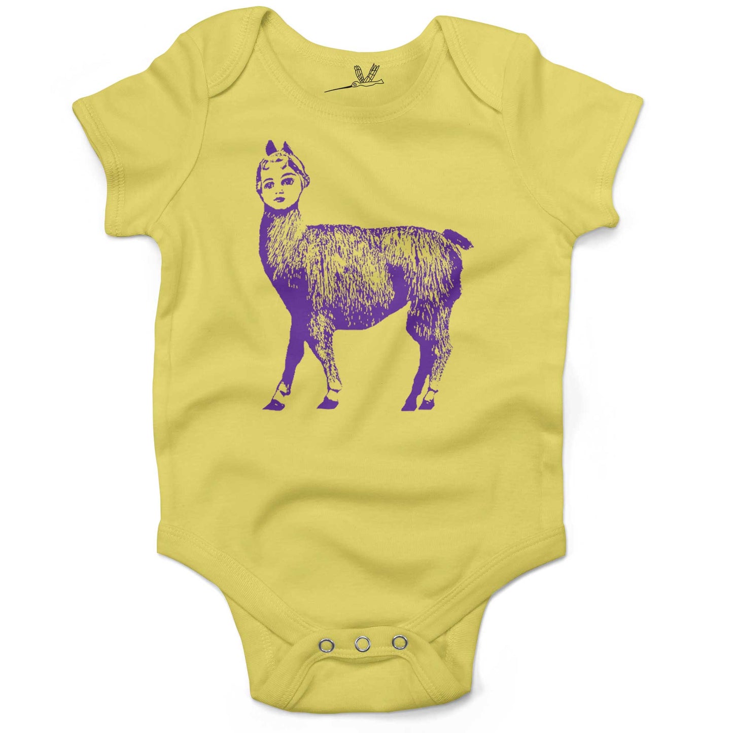Dolly Llama Infant Bodysuit or Raglan Baby Tee-Yellow-3-6 months