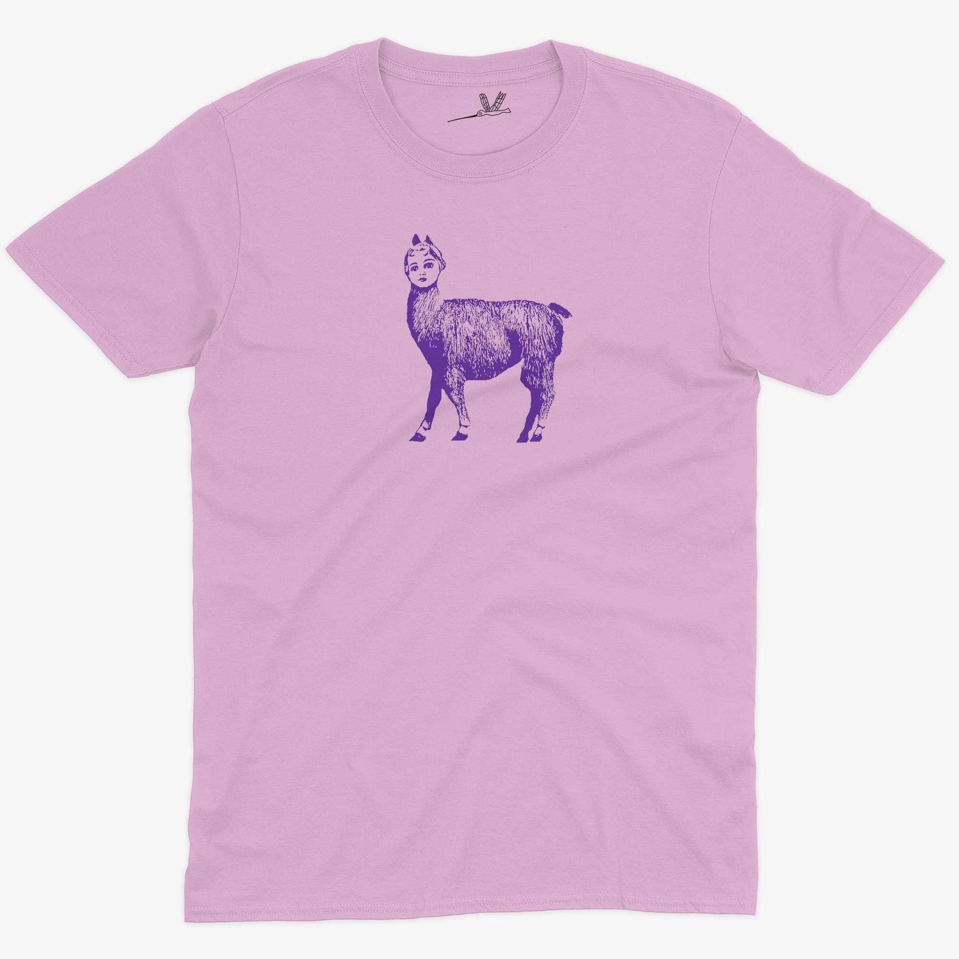 Dolly Llama Unisex Or Women's Cotton T-shirt-Pink-Unisex