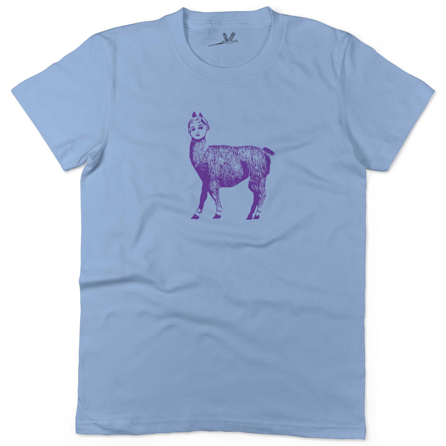 Dolly Llama Unisex Or Women's Cotton T-shirt-Baby Blue-Woman