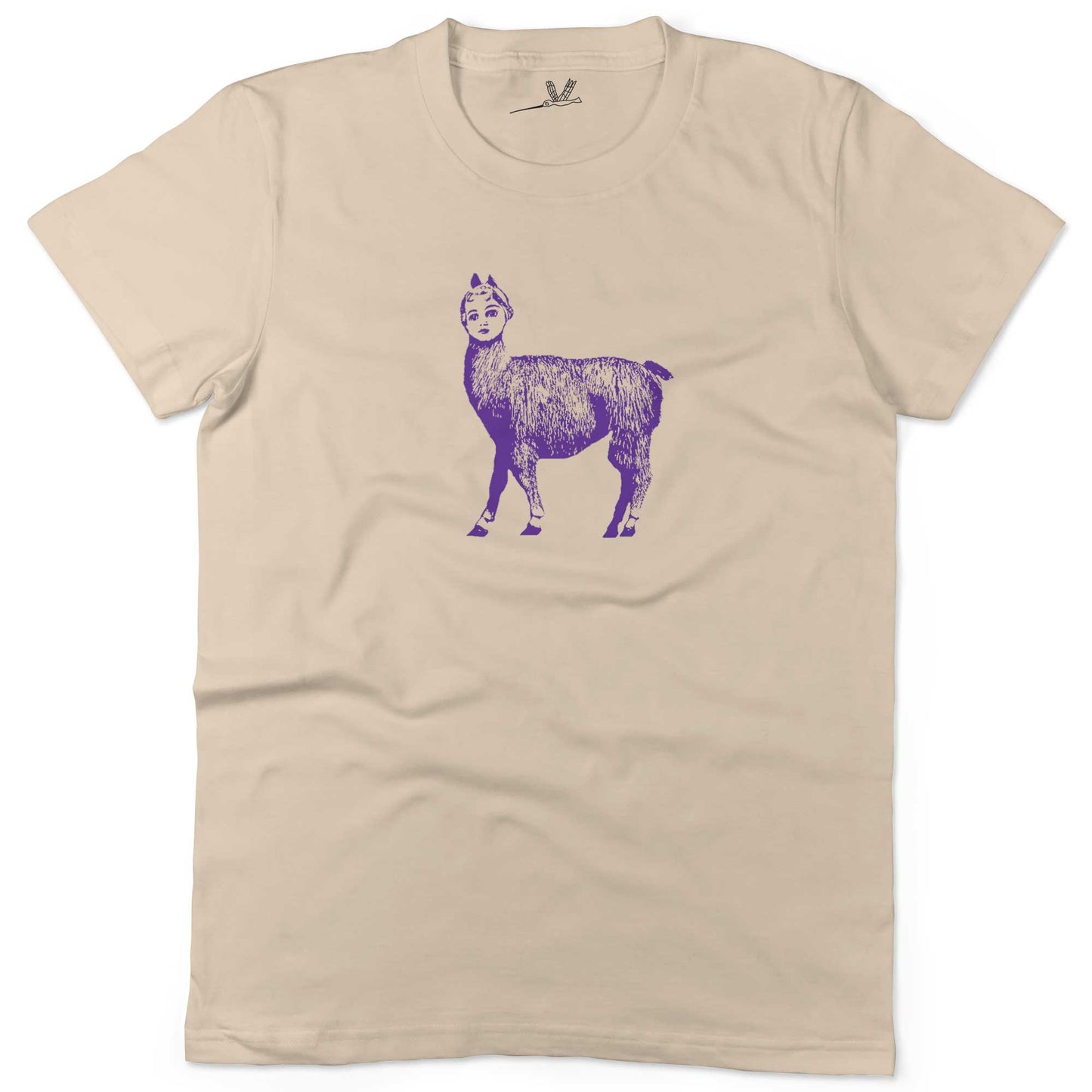 Dolly Llama Unisex Or Women's Cotton T-shirt-Organic Natural-Woman