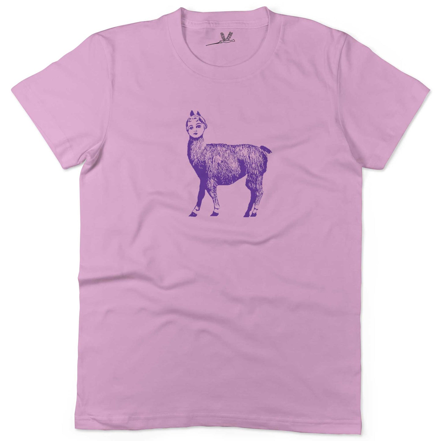 Dolly Llama Unisex Or Women's Cotton T-shirt-Pink-Woman