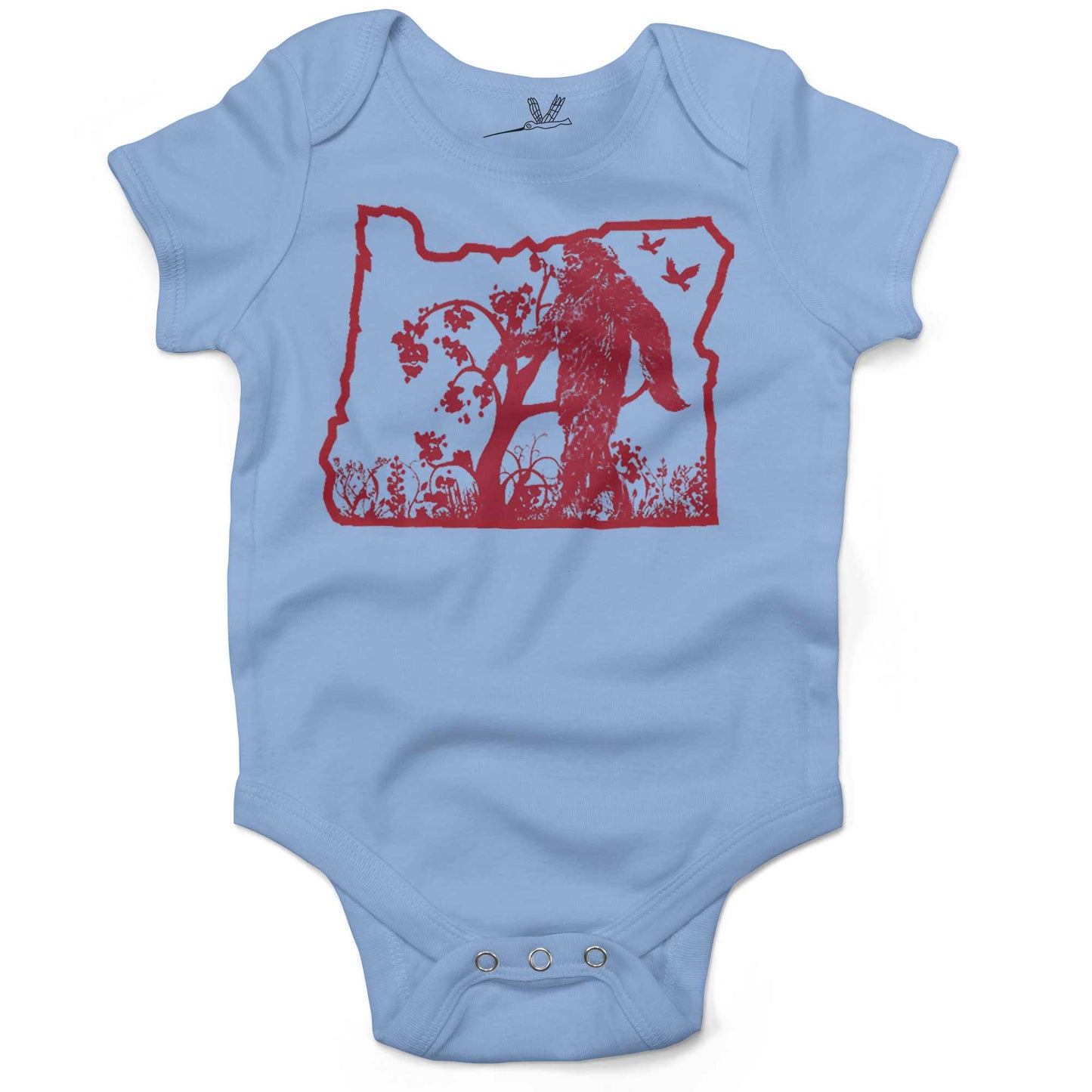 The Oregonian Bigfoot Sasquatch Infant Bodysuit or Raglan Baby Tee-Organic Baby Blue-3-6 months