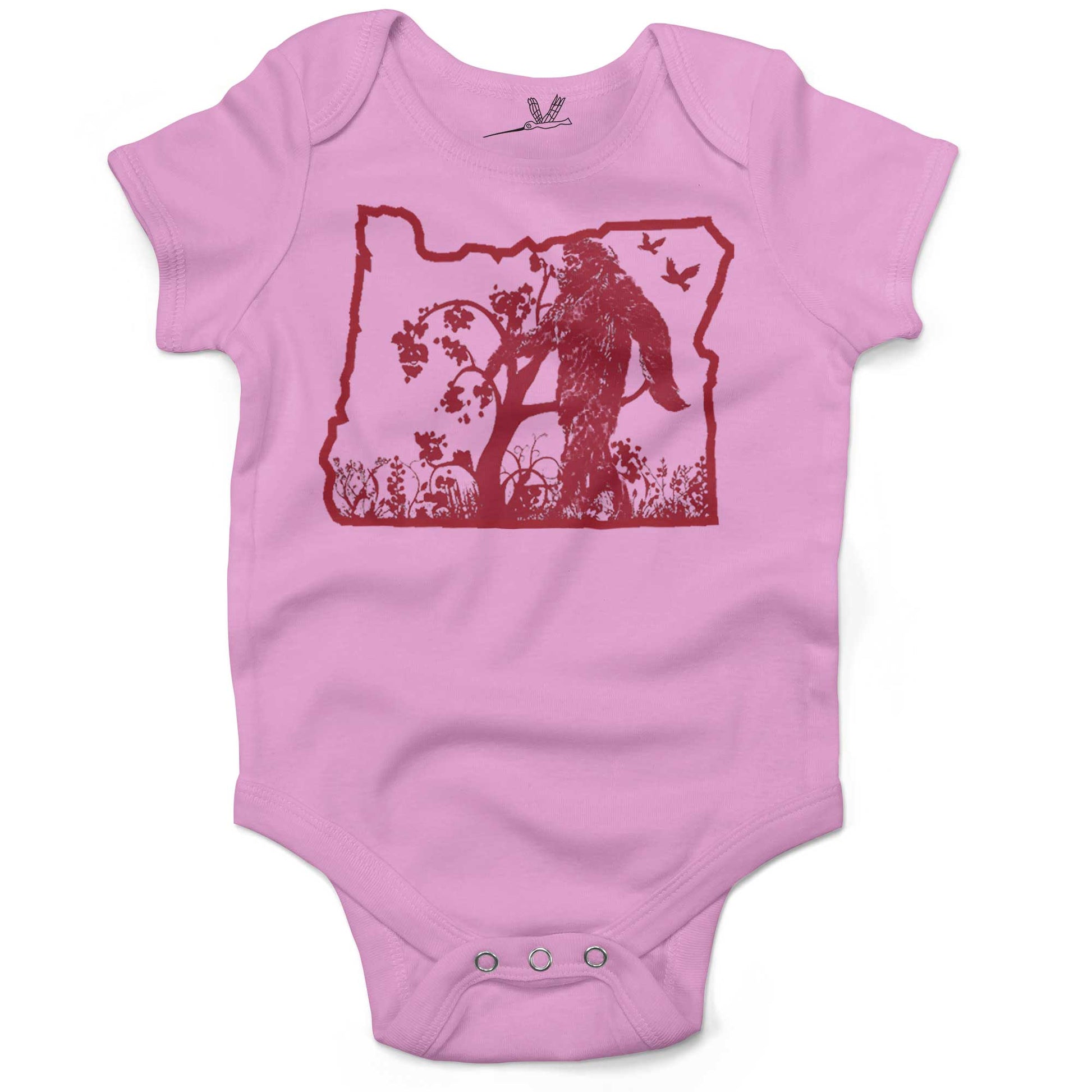 The Oregonian Bigfoot Sasquatch Infant Bodysuit or Raglan Baby Tee-Organic Pink-3-6 months