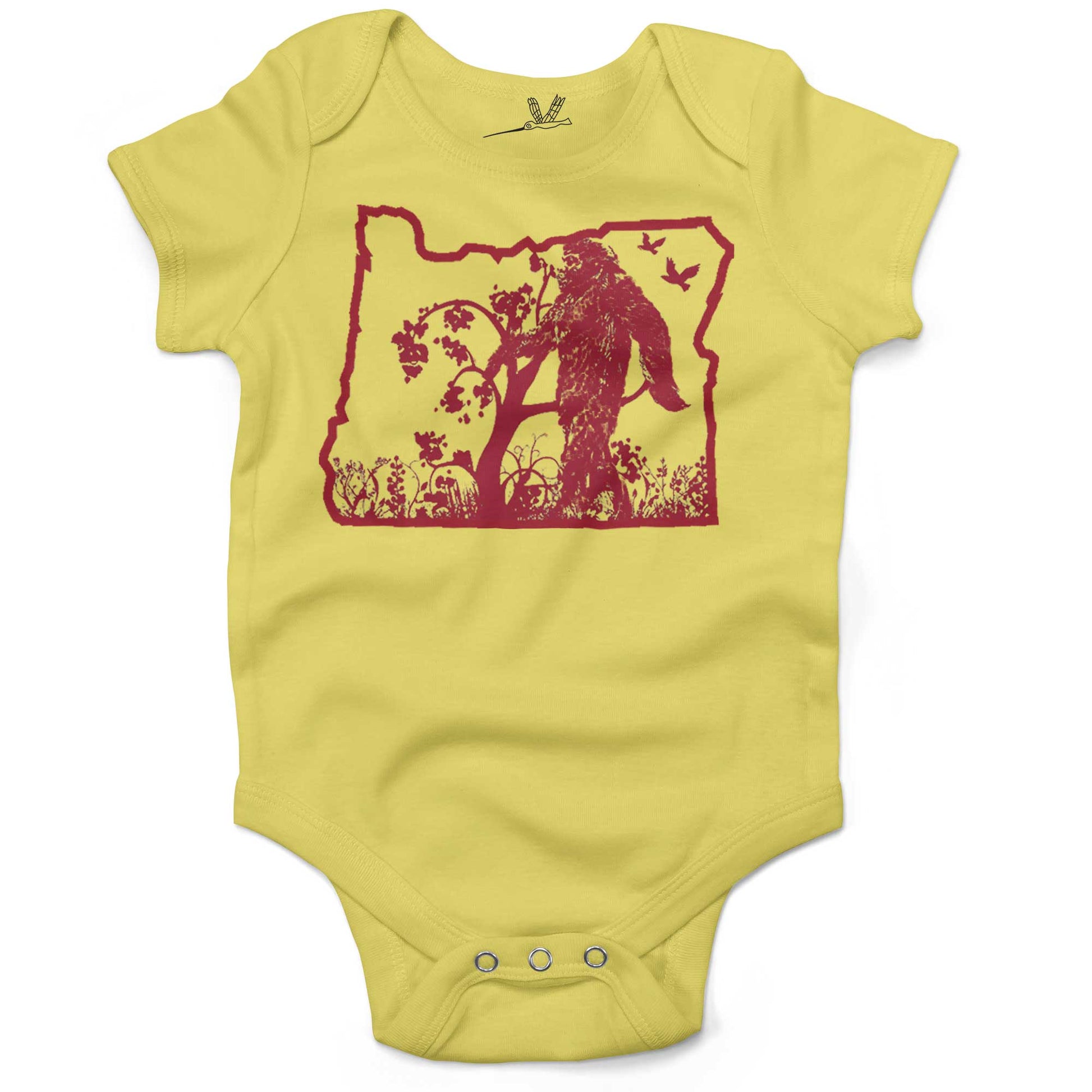 The Oregonian Bigfoot Sasquatch Infant Bodysuit or Raglan Baby Tee-Yellow-3-6 months