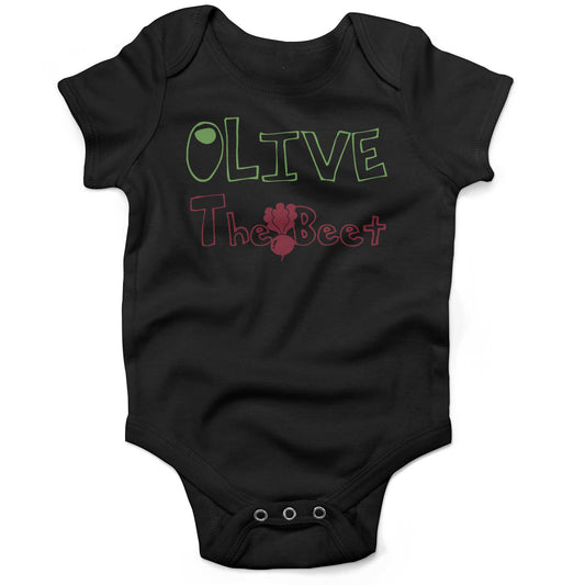 Olive The Beet Infant Bodysuit or Raglan Baby Tee-Organic Black-3-6 months