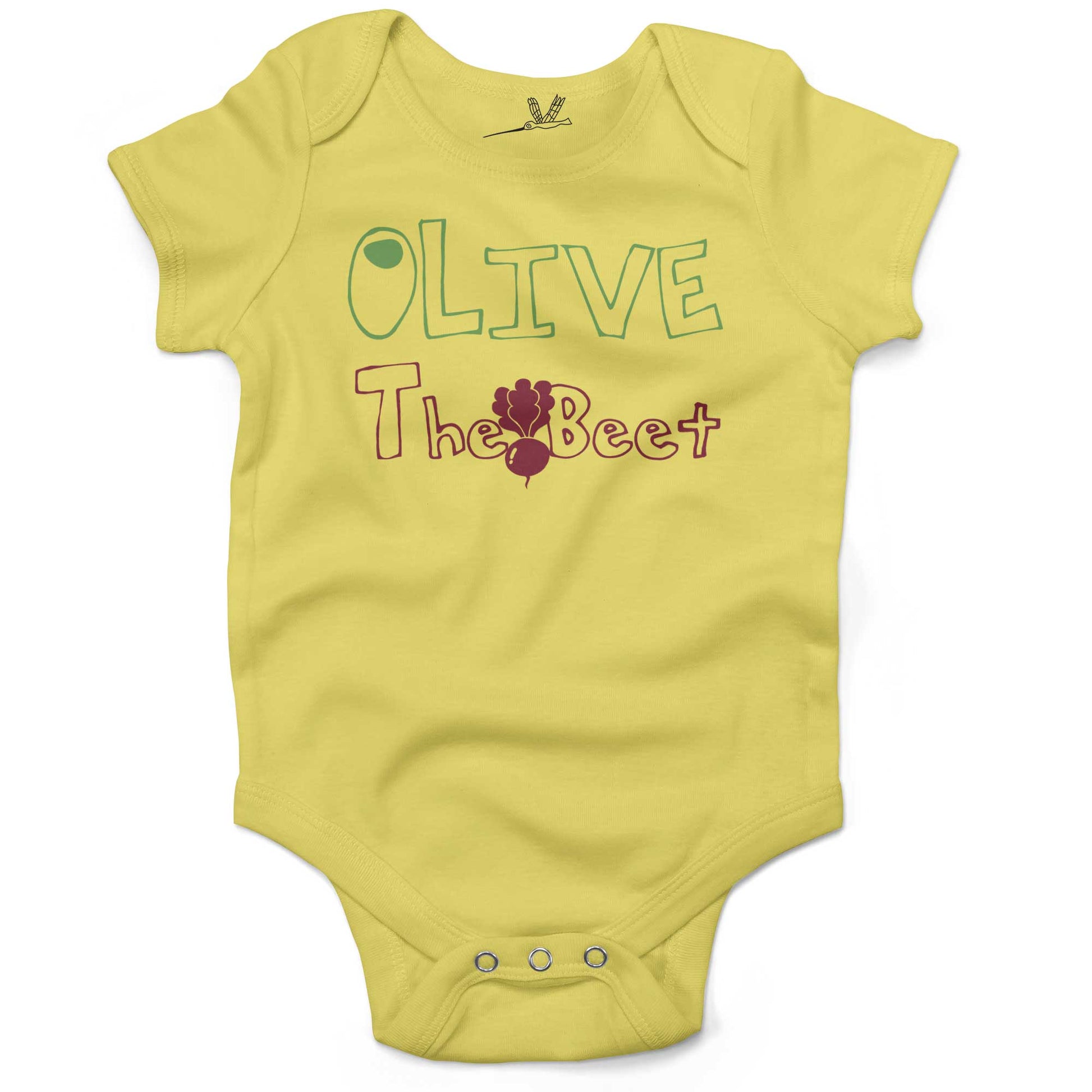 Olive The Beet Infant Bodysuit or Raglan Baby Tee-Yellow-3-6 months