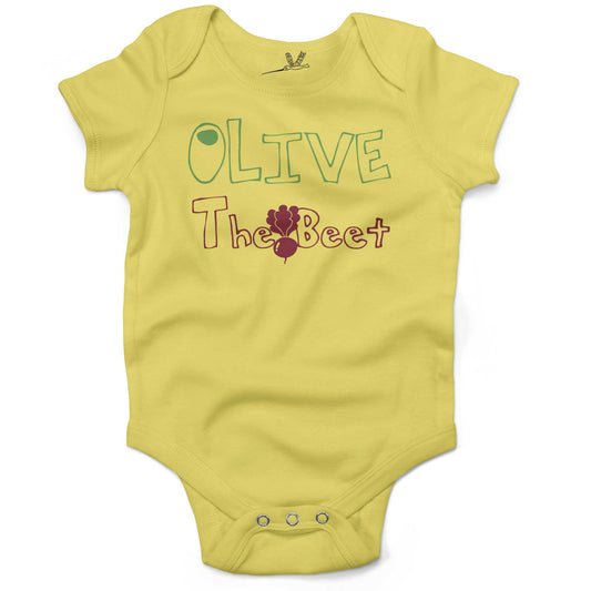Olive The Beet Infant Bodysuit or Raglan Baby Tee-Yellow-3-6 months