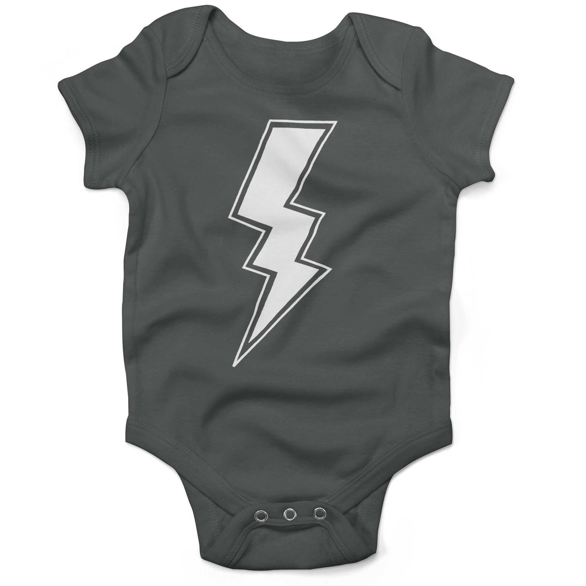 Giant Lightning Bolt Infant Bodysuit or Raglan Baby Tee-Organic Asphalt-3-6 months