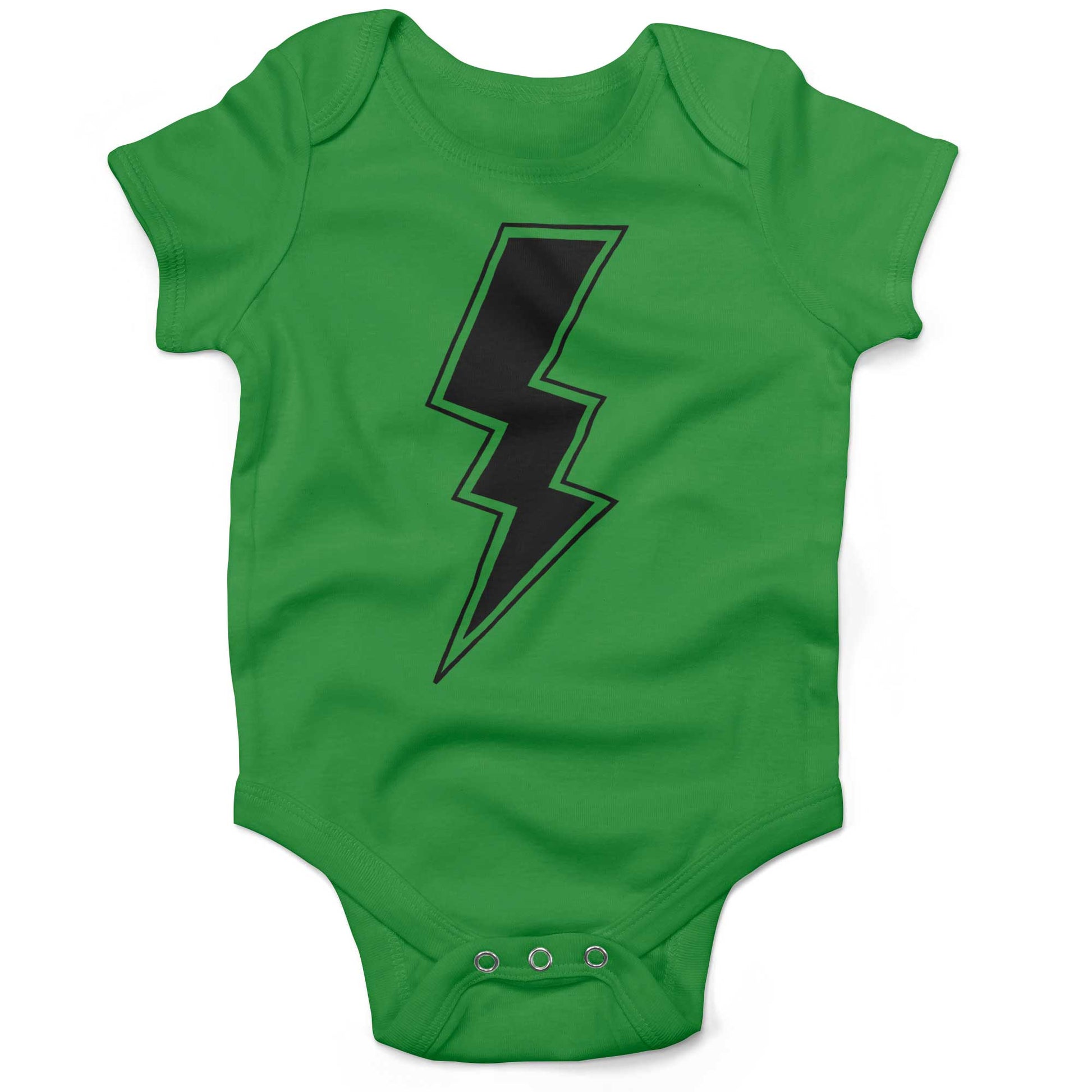 Giant Lightning Bolt Infant Bodysuit or Raglan Baby Tee-Grass Green-3-6 months